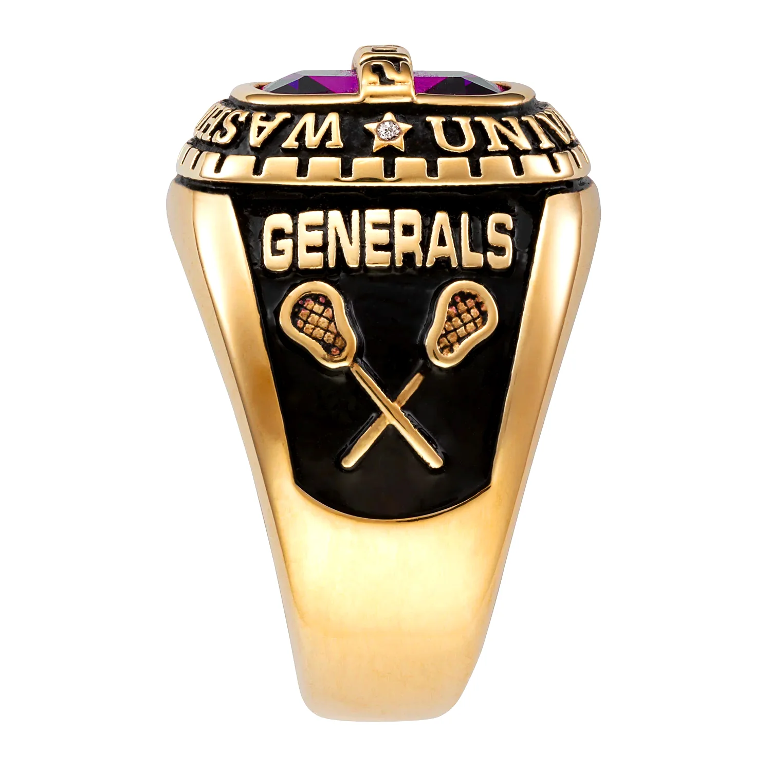 14K Gold over Sterling Personalized-Top Birthstone Class Ring - Image 4