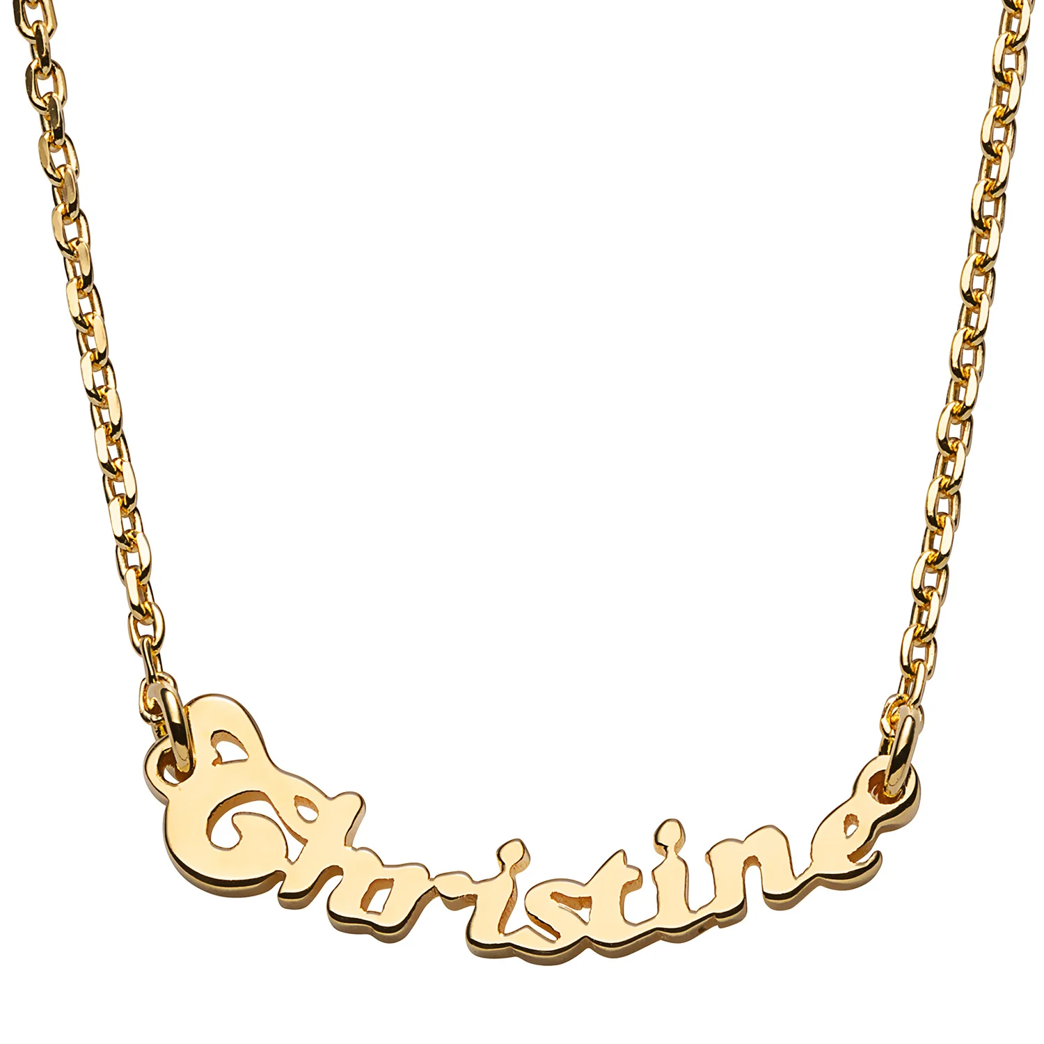 14K Gold over Sterling Petite Bubble Script Name Necklace