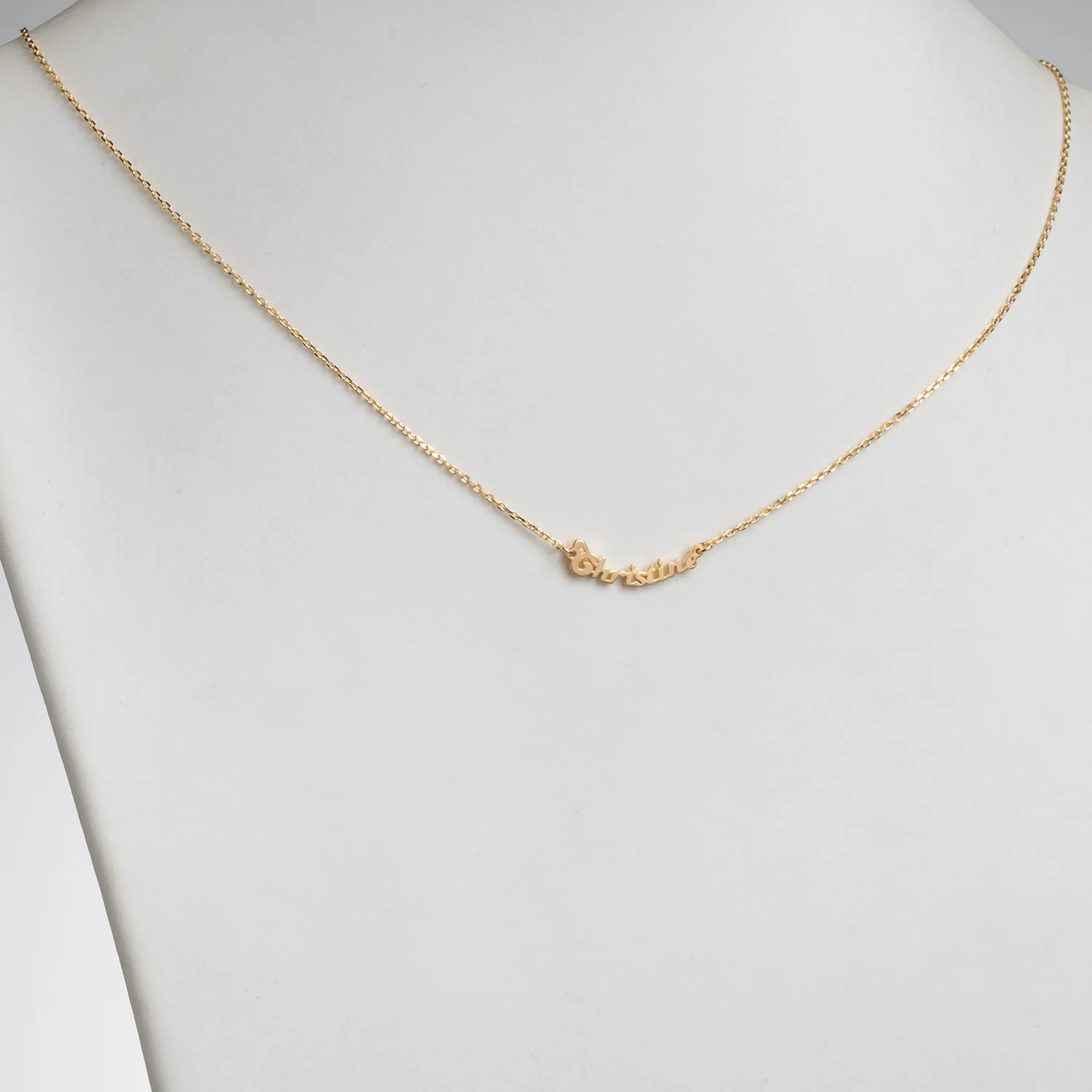 14K Gold over Sterling Petite Bubble Script Name Necklace - Image 2