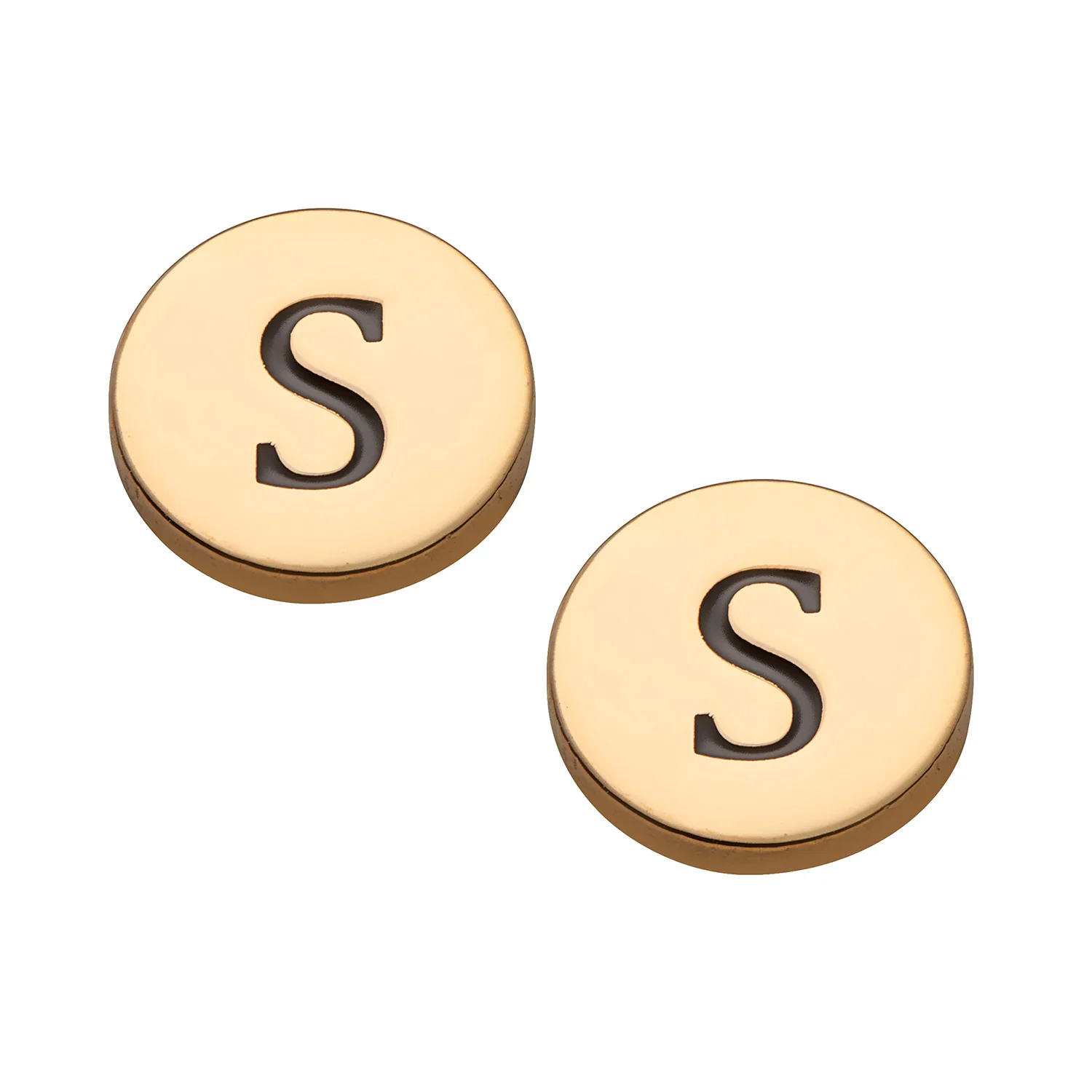 14K Gold over Sterling Petite Engraved Initial Disc Earrings