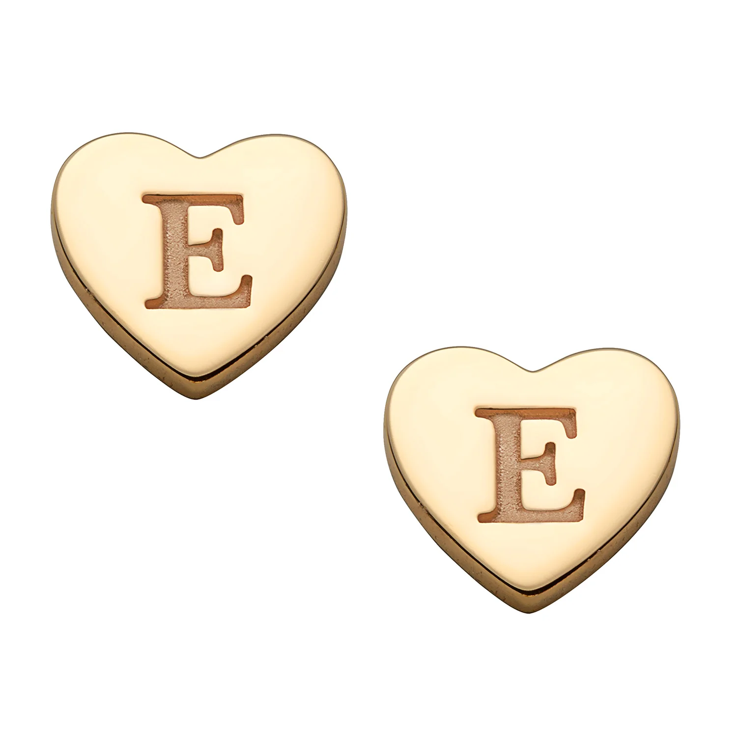 14K Gold over Sterling Petite Engraved Initial Heart Earrings