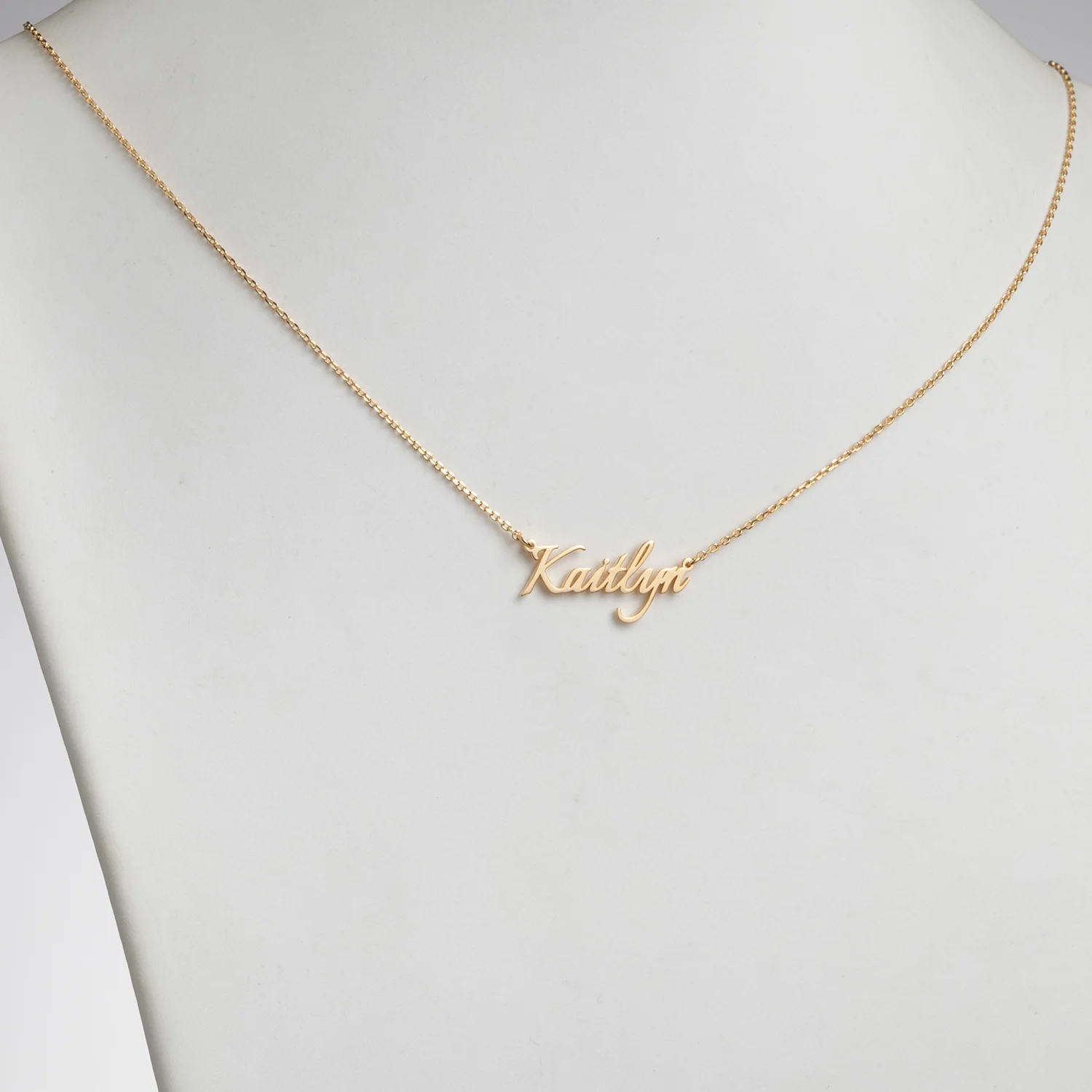 14K Gold over Sterling Petite Fancy Script Name Necklace - Image 2