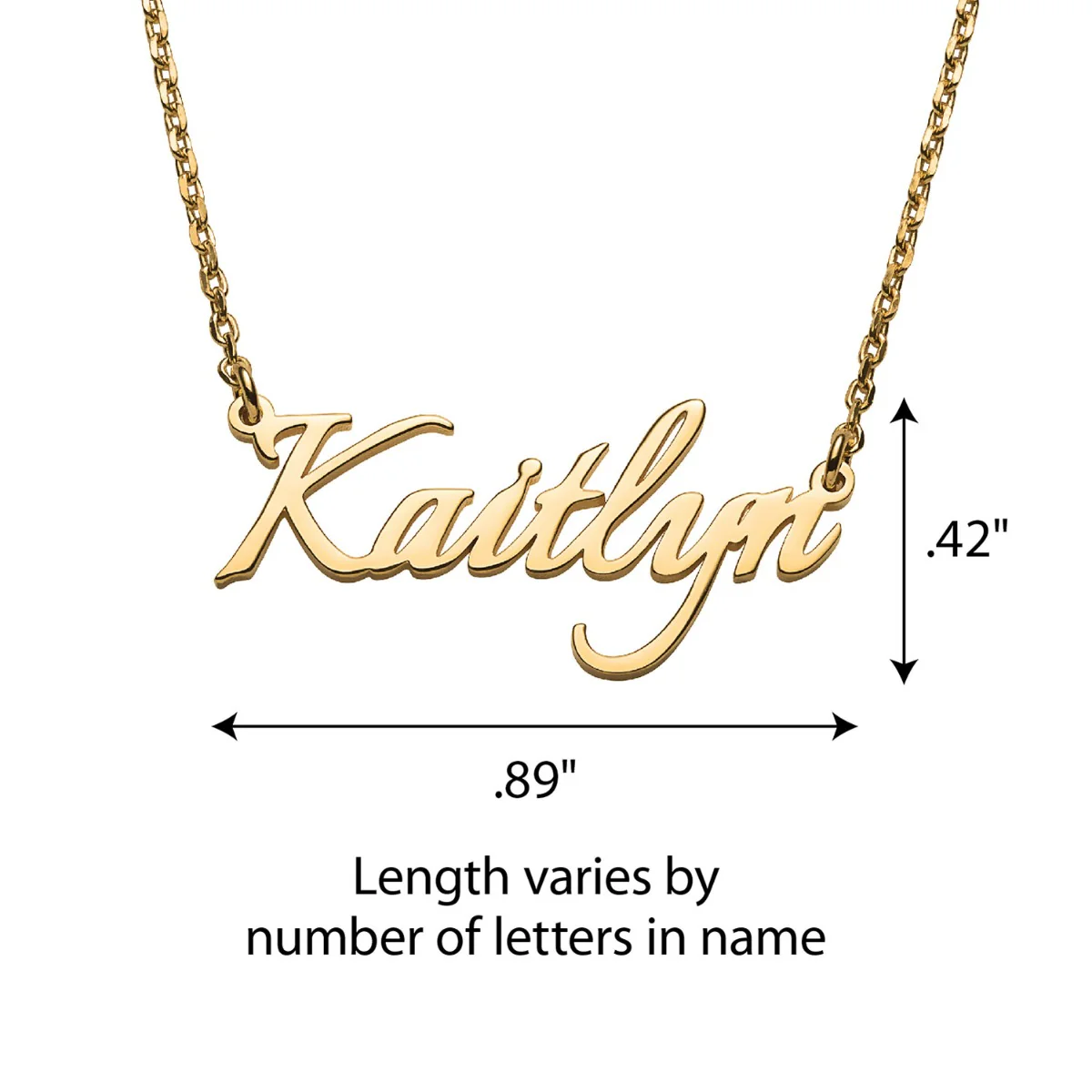 14K Gold over Sterling Petite Fancy Script Name Necklace - Image 3