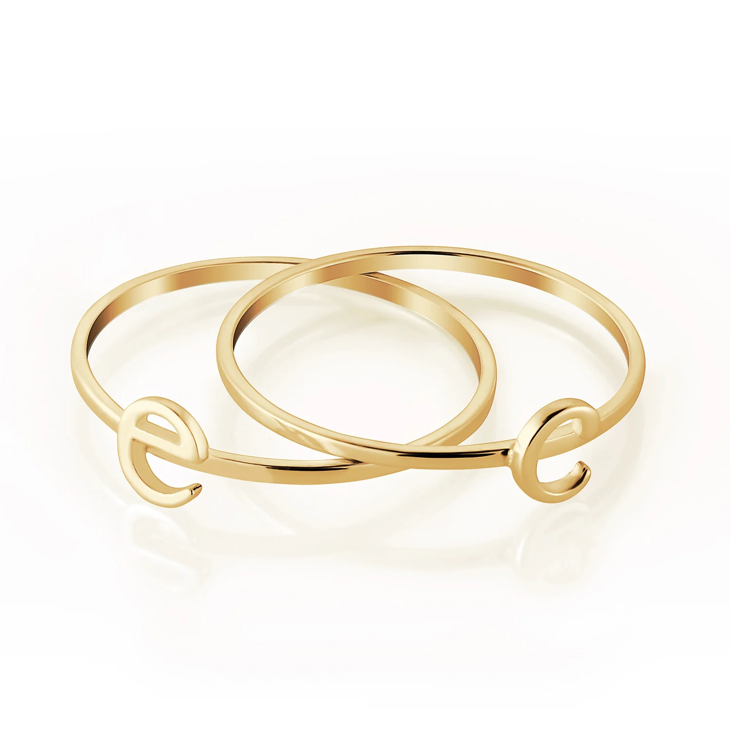 14K Gold over Sterling Petite Lowercase Initials Ring - Set of 2 - Image 3