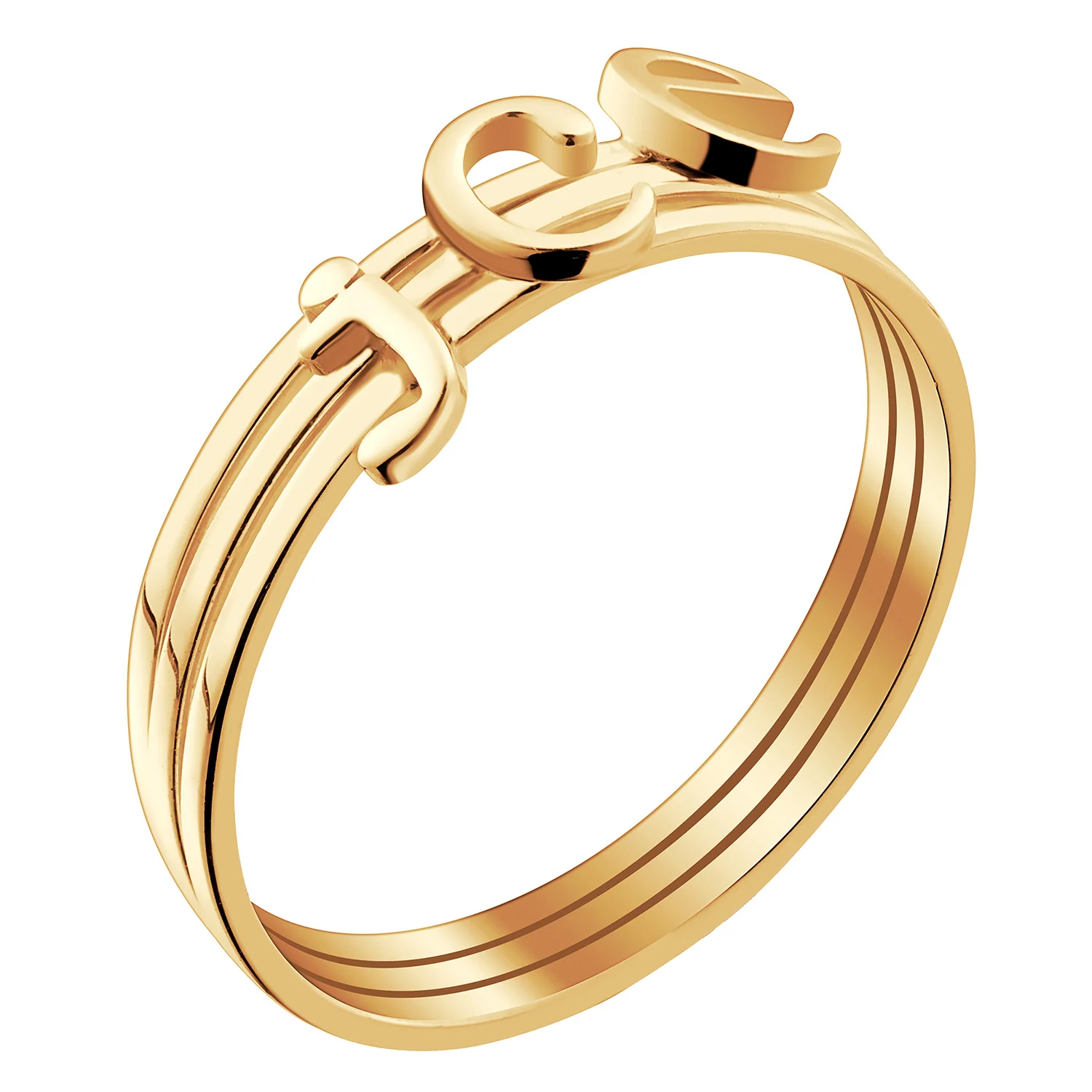 14K Gold over Sterling Petite Lowercase Initials Ring - Set of 3 - Image 2