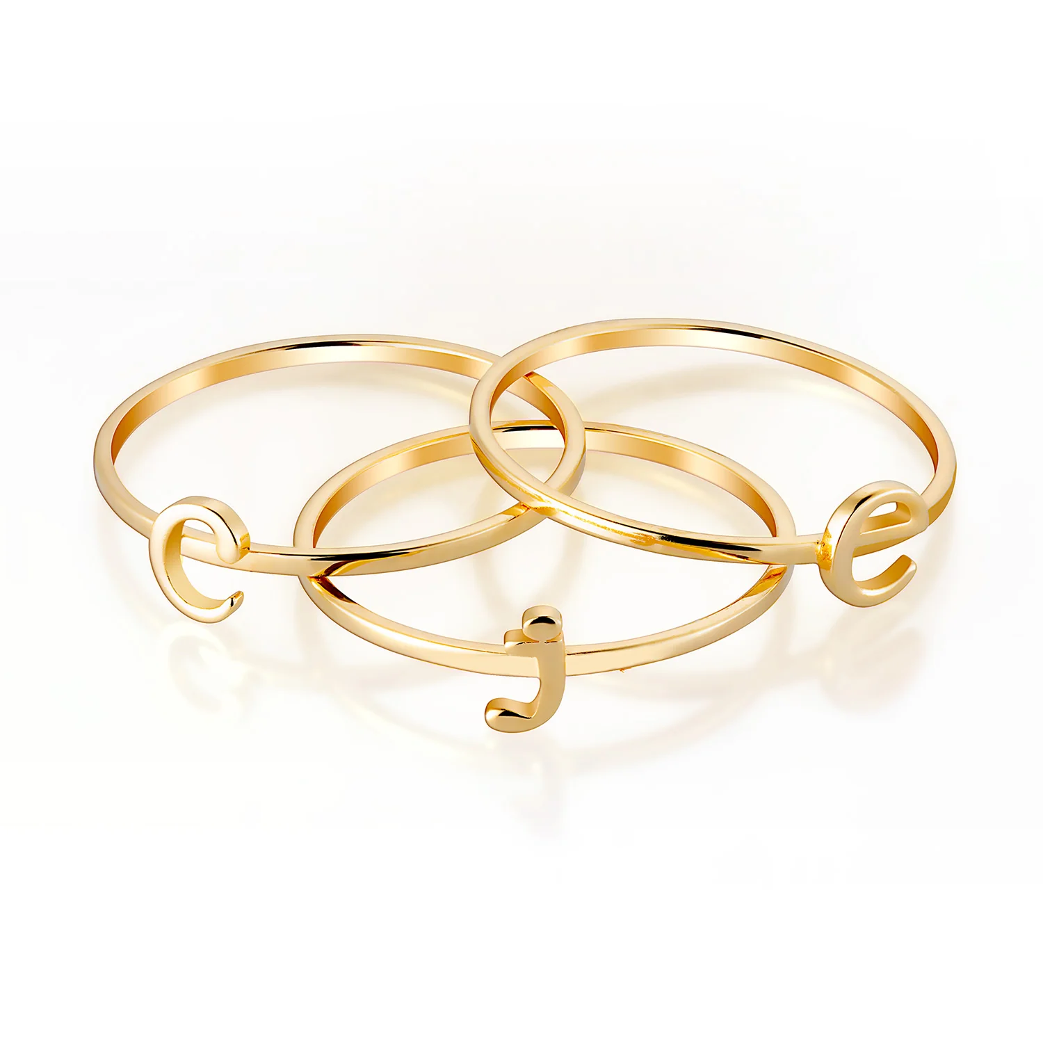 14K Gold over Sterling Petite Lowercase Initials Ring - Set of 3 - Image 3