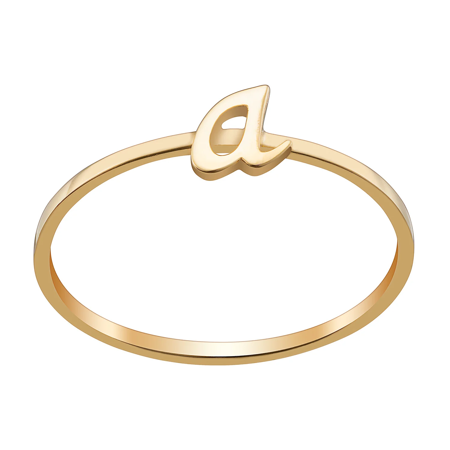 14K Gold over Sterling Petite Lowercase Script Initial Ring - Image 3
