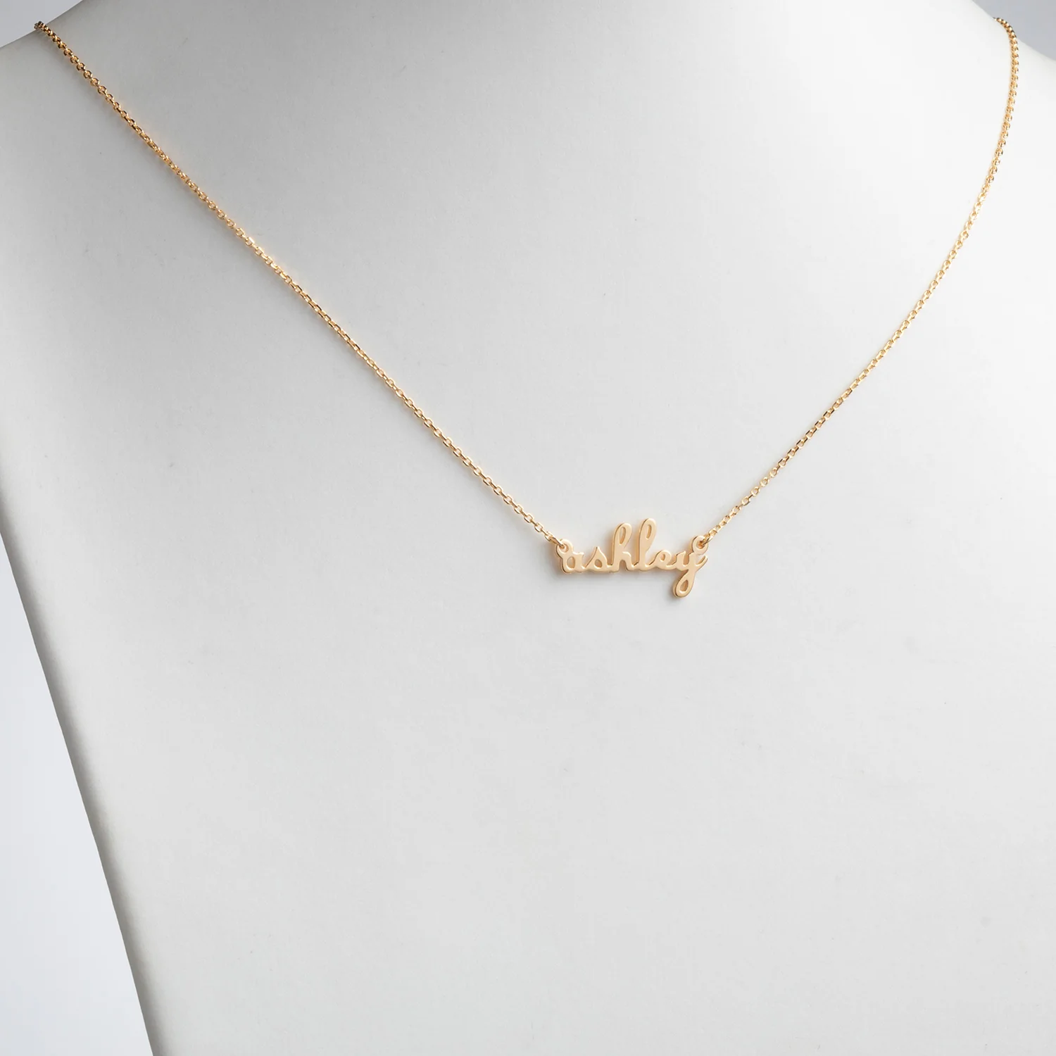 14K Gold over Sterling Petite Lowercase Script Name Necklace - Image 2