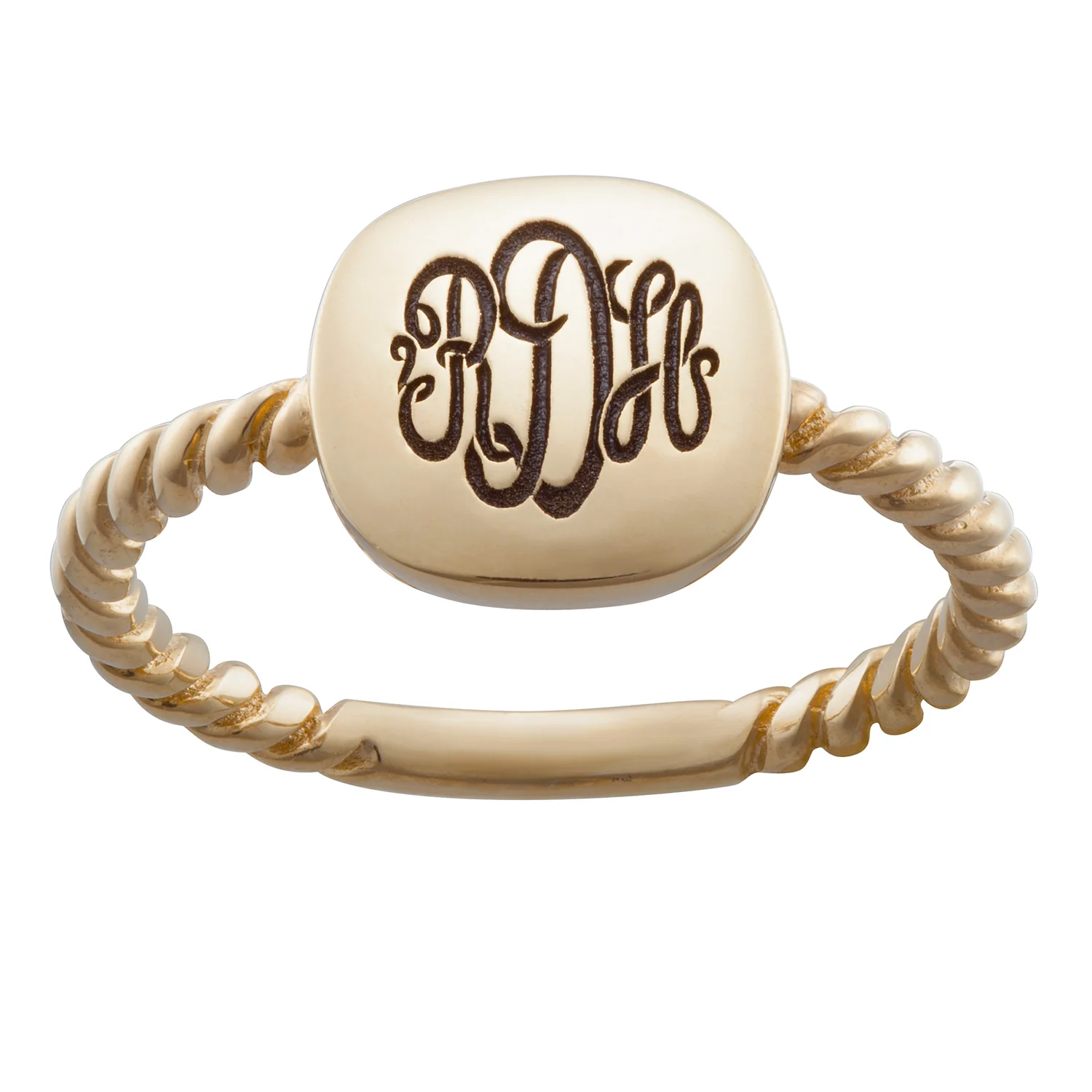 Gold Over Sterling Petite Monogram Square Band Ring