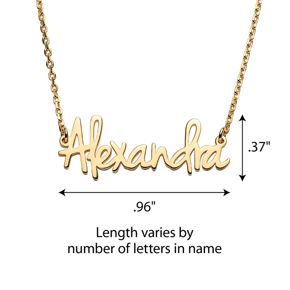 14K Gold over Sterling Petite Posh Script Name Necklace - Image 3