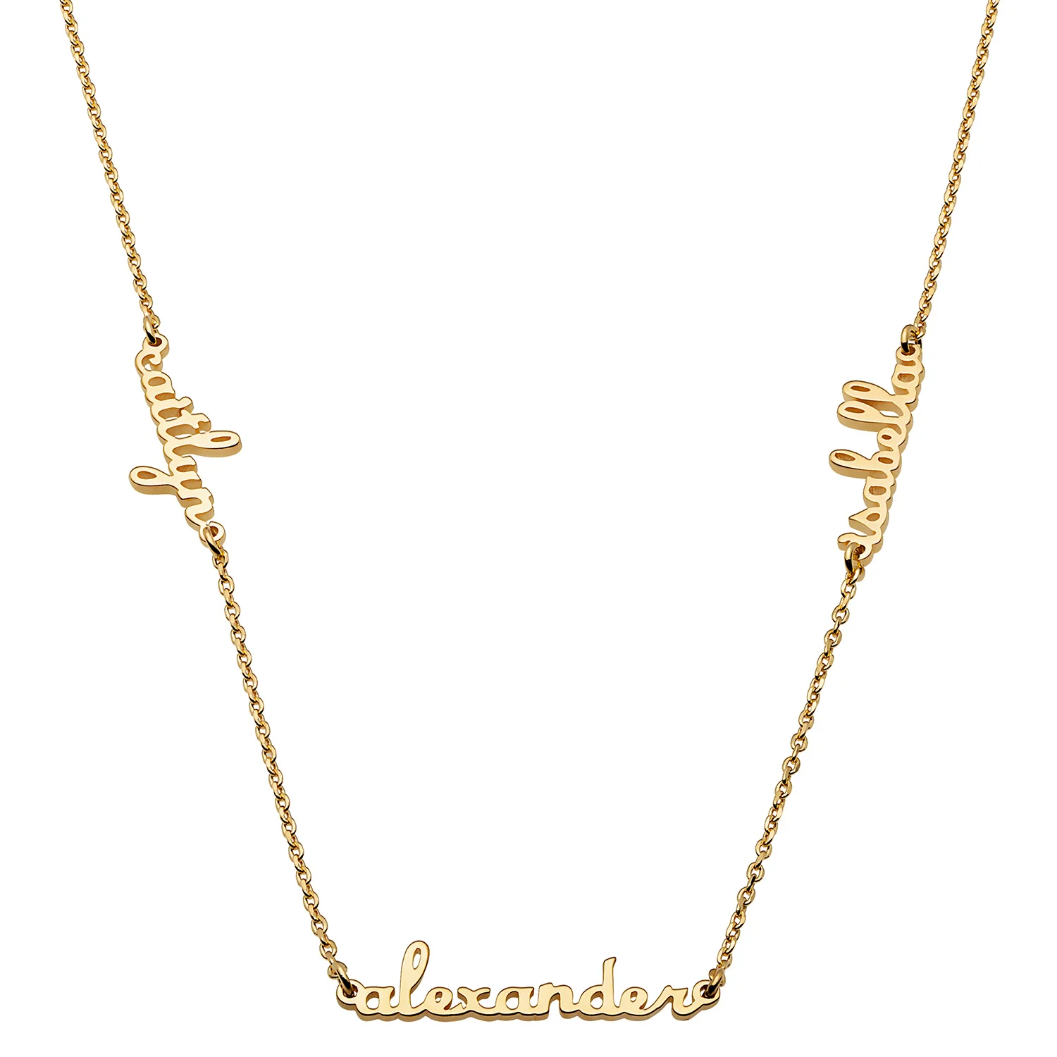 14K Gold over Sterling Petite Script Family Name Necklace- 3 Names