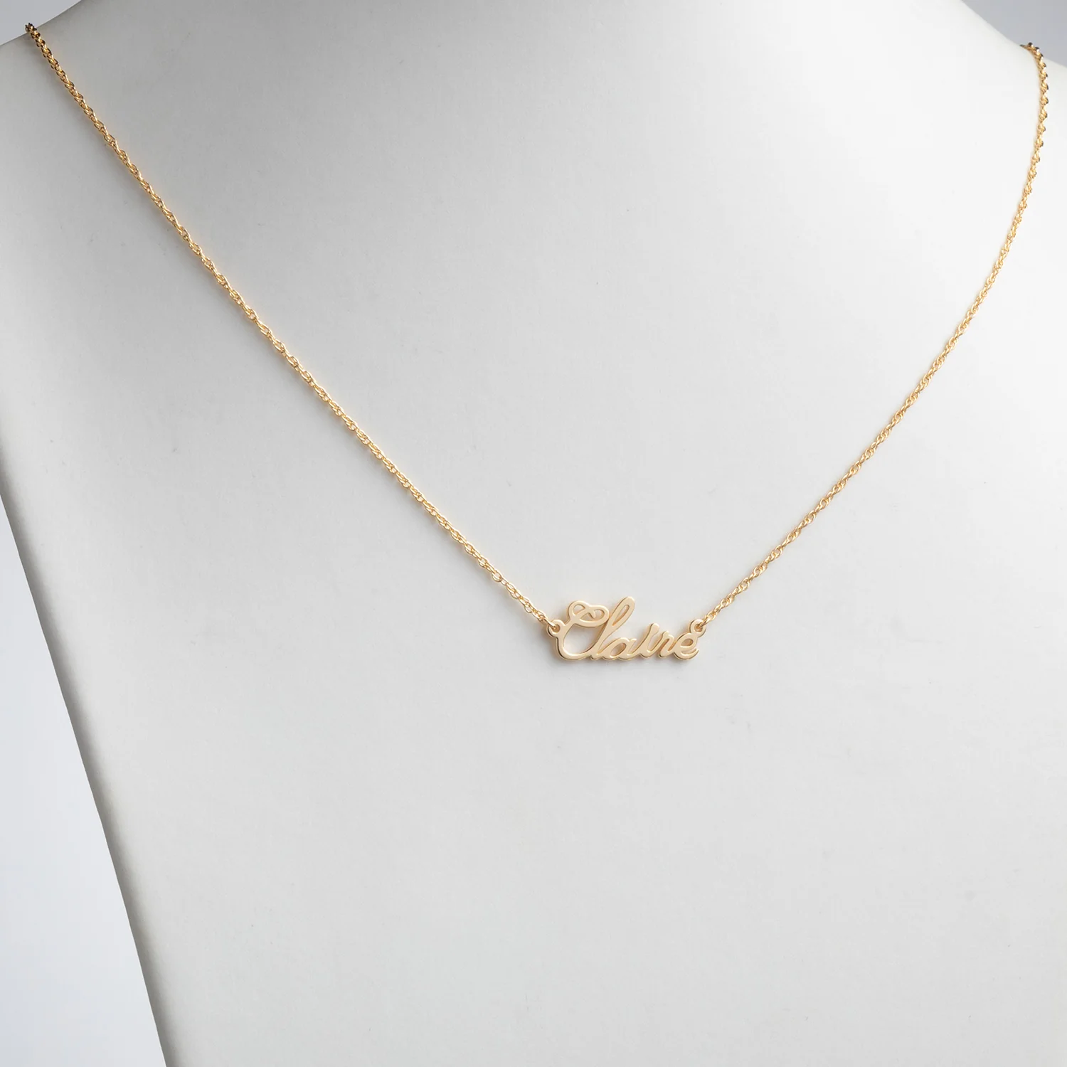 14K Gold over Sterling Petite Script Name Necklace - Image 2