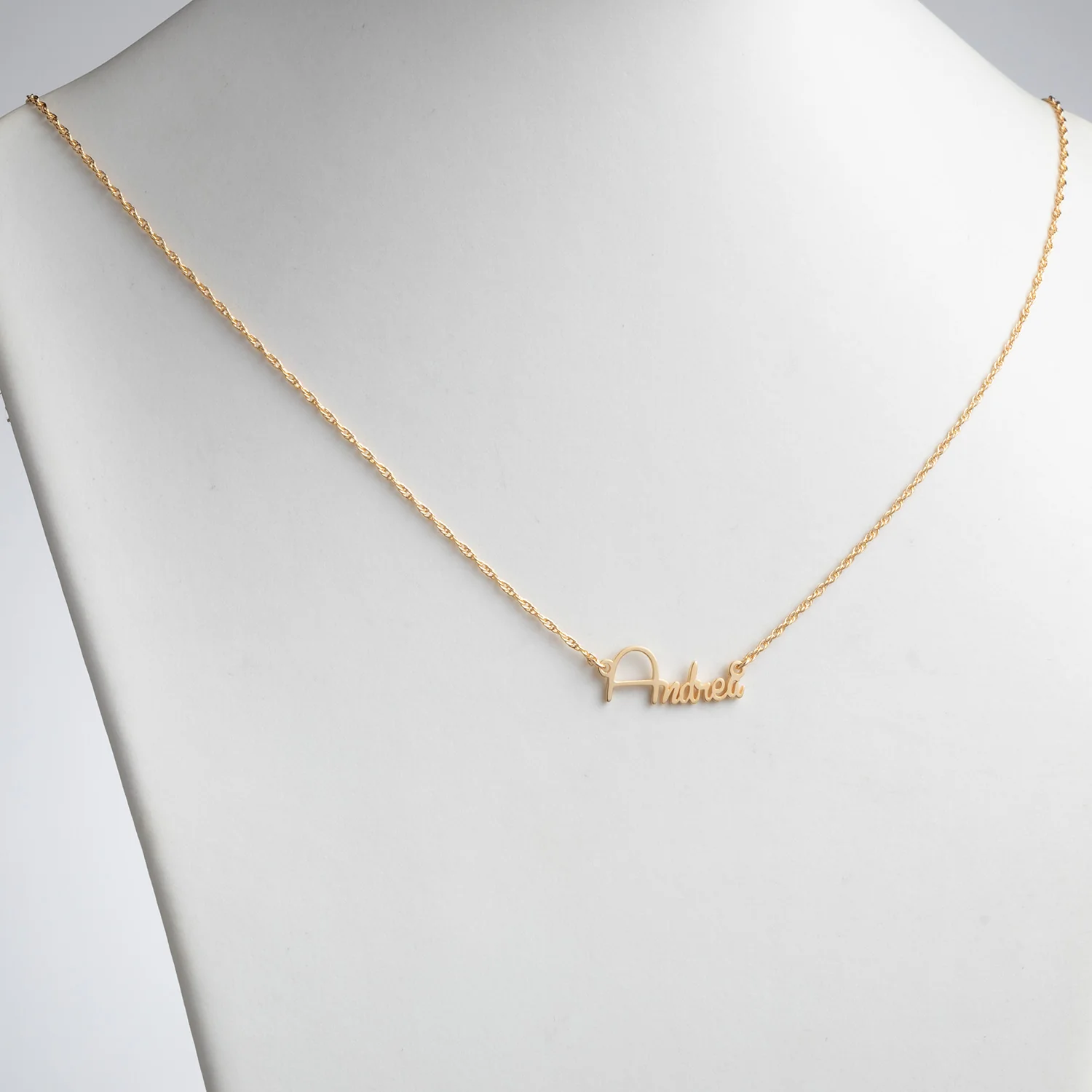 14K Gold over Sterling Petite Script Name Necklace - Image 2