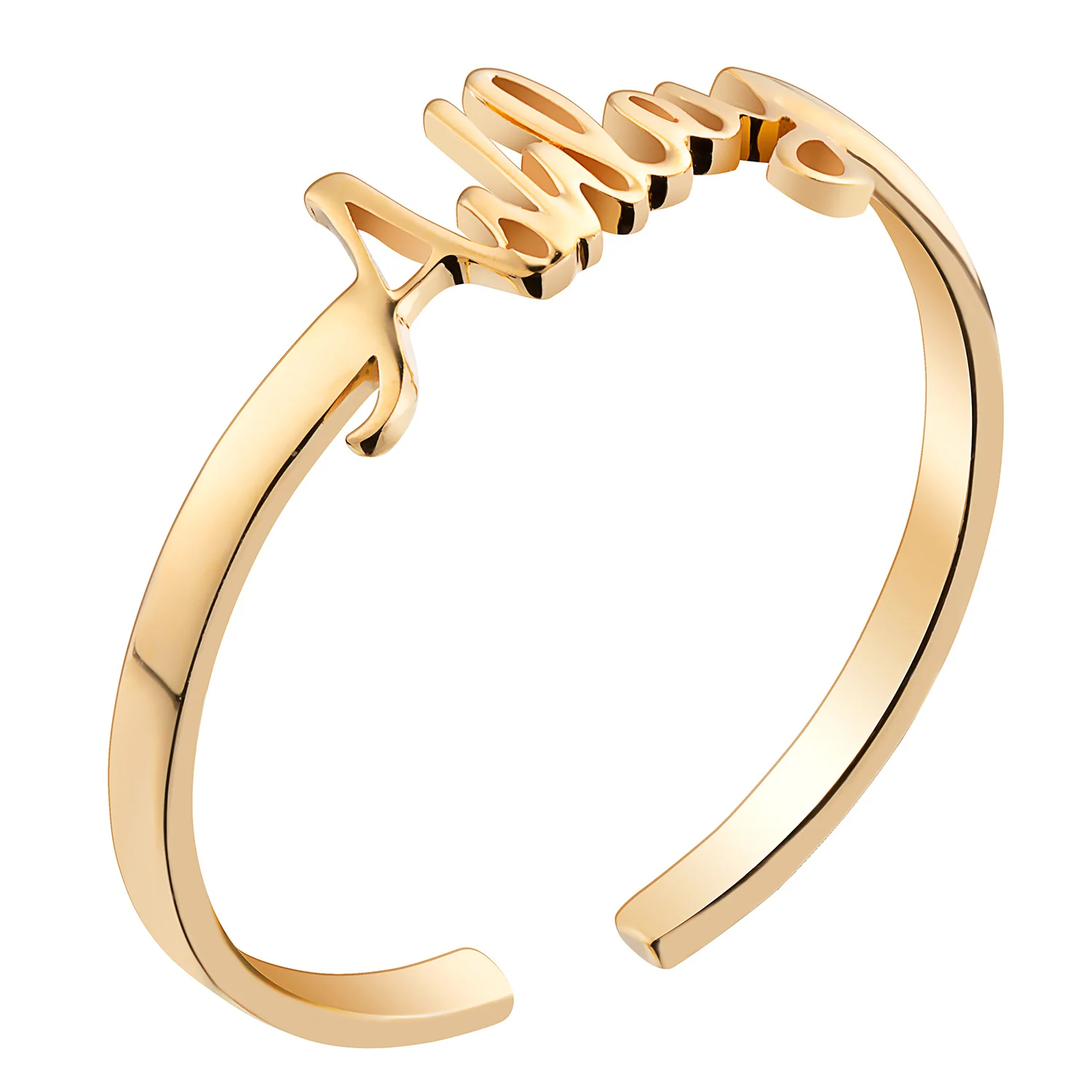 14K Gold over Sterling Petite Script Name Ring - Image 2