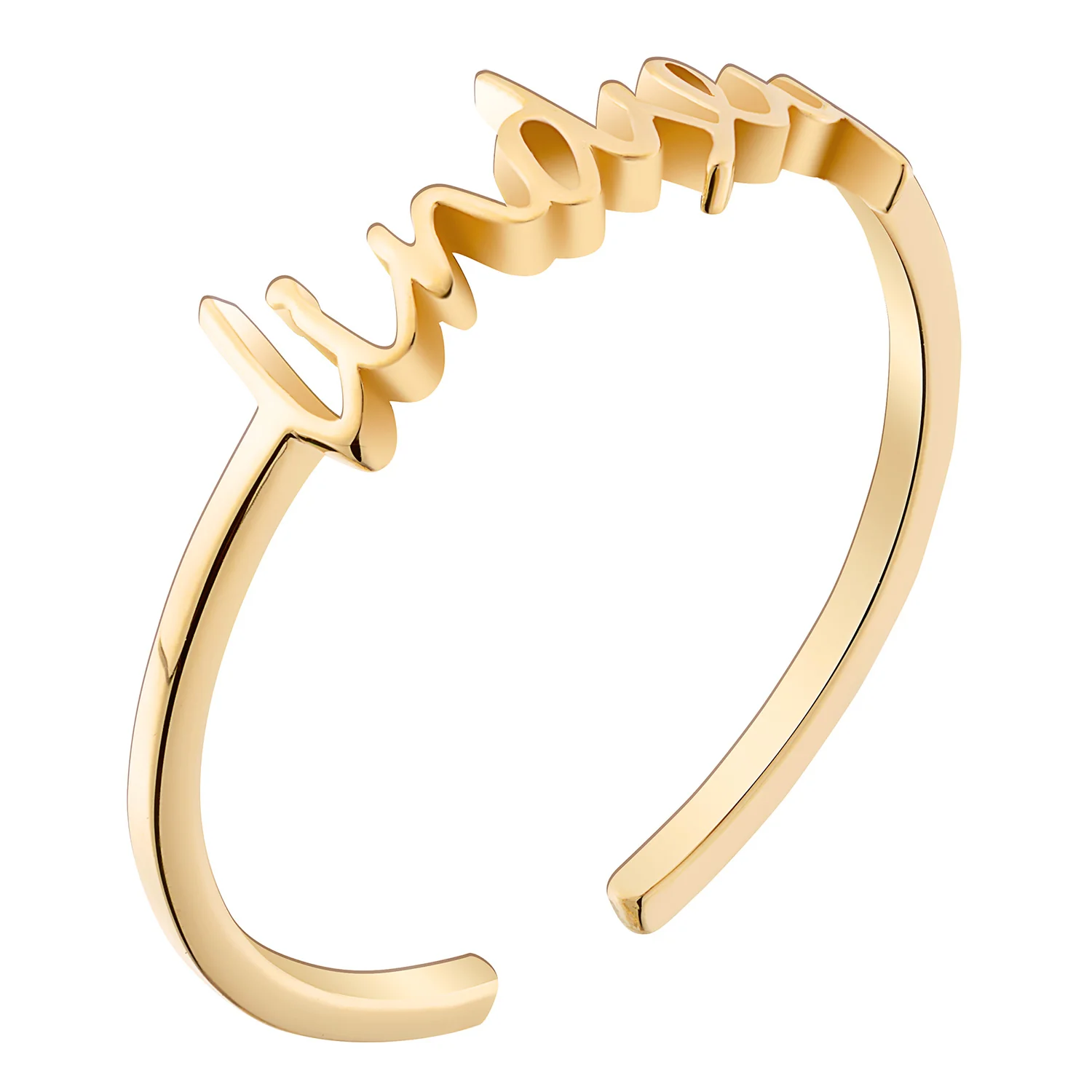 14K Gold over Sterling Petite Script Name Ring - Image 2