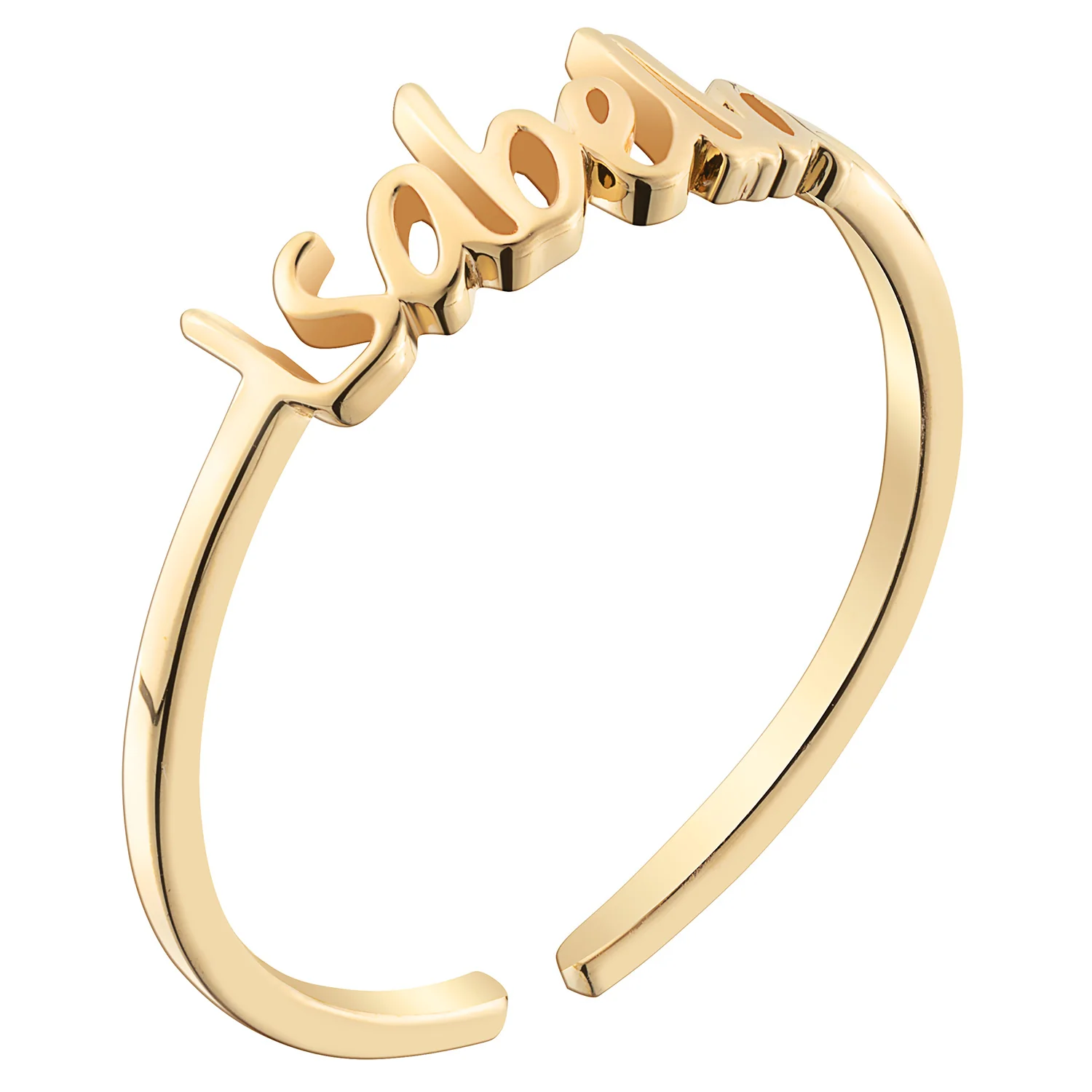 14K Gold over Sterling Petite Script Name Ring - Image 2