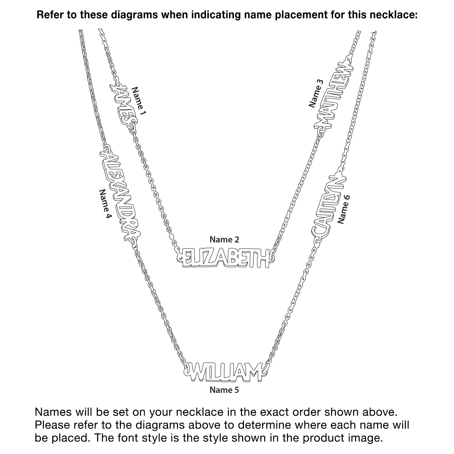 14K Gold over Sterling Petite Uppercase 6 Name Station Necklace - Image 3