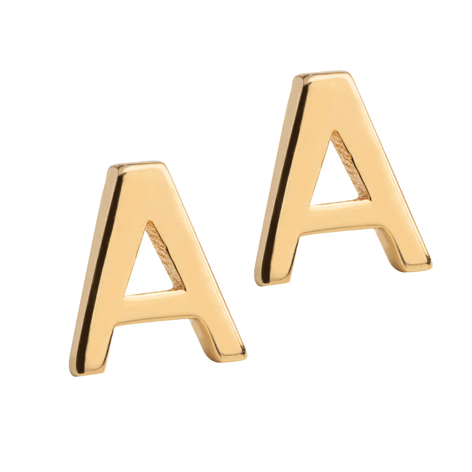 14K Gold over Sterling Petite Uppercase Initial Earring