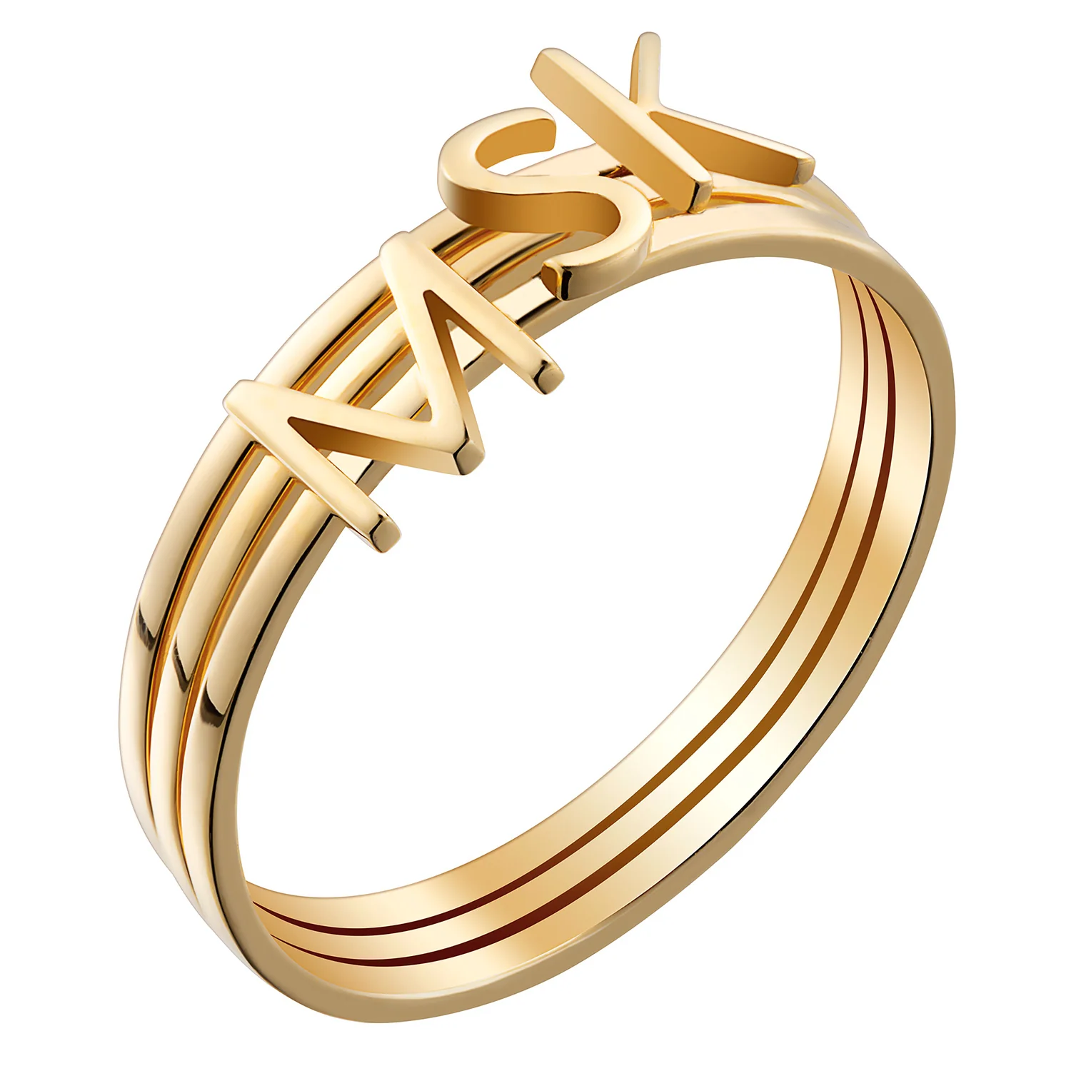14K Gold over Sterling Petite Uppercase Initials Ring - Set of 3 - Image 2