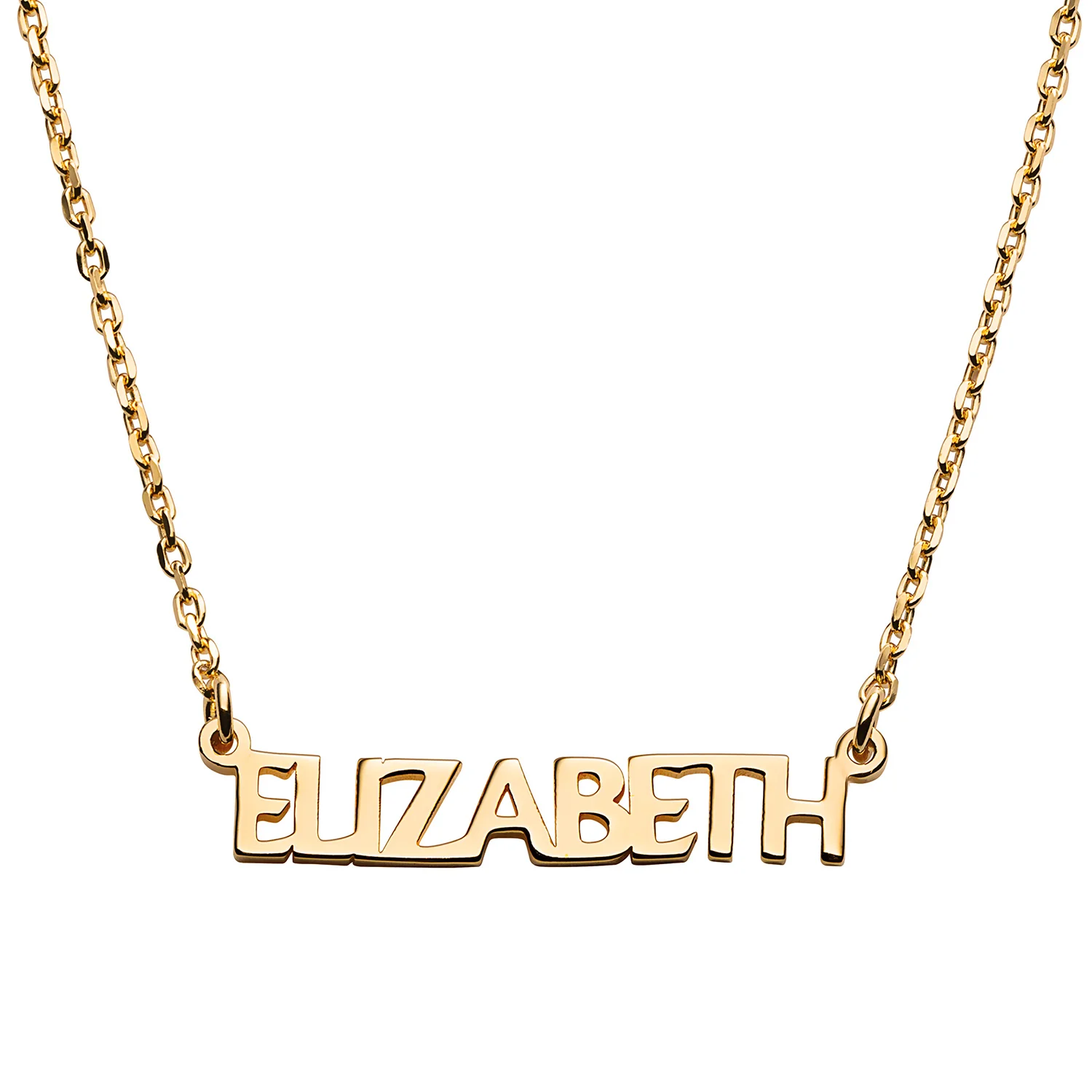 14K Gold over Sterling Petite Uppercase Name Station Necklace