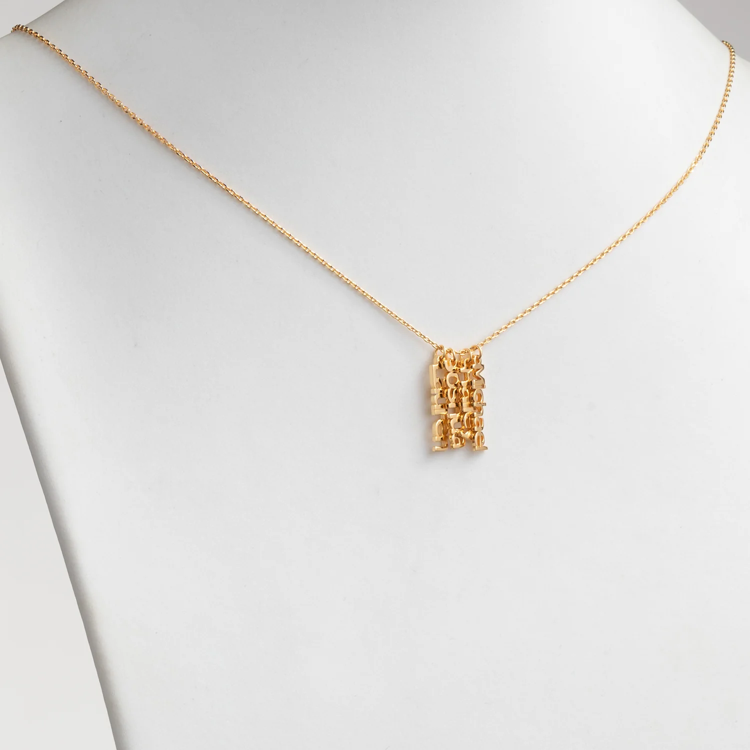 14K Gold over Sterling Petite Vertical Name Necklace - 4 Names - Image 2