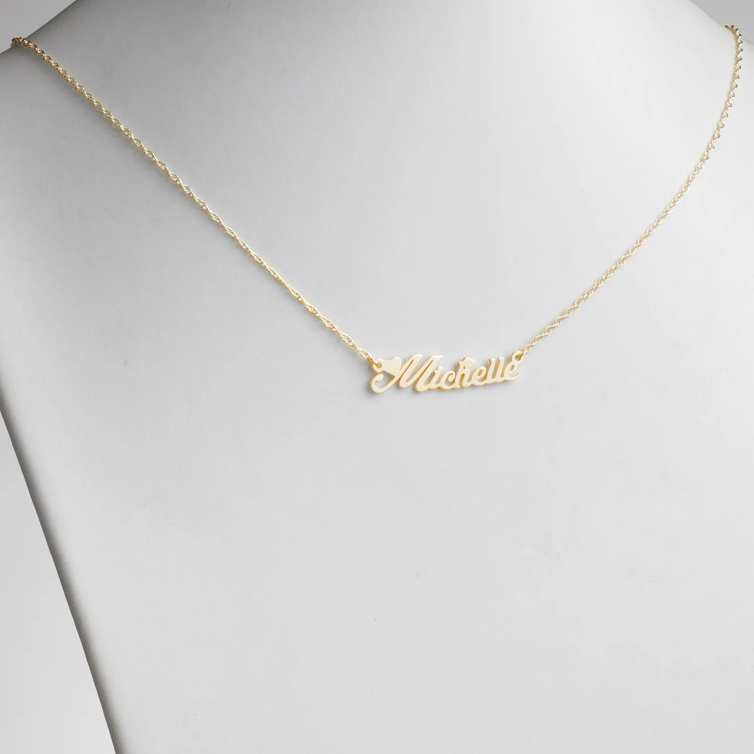 14K Gold over Sterling Script Name with Hearts Necklace - Image 2