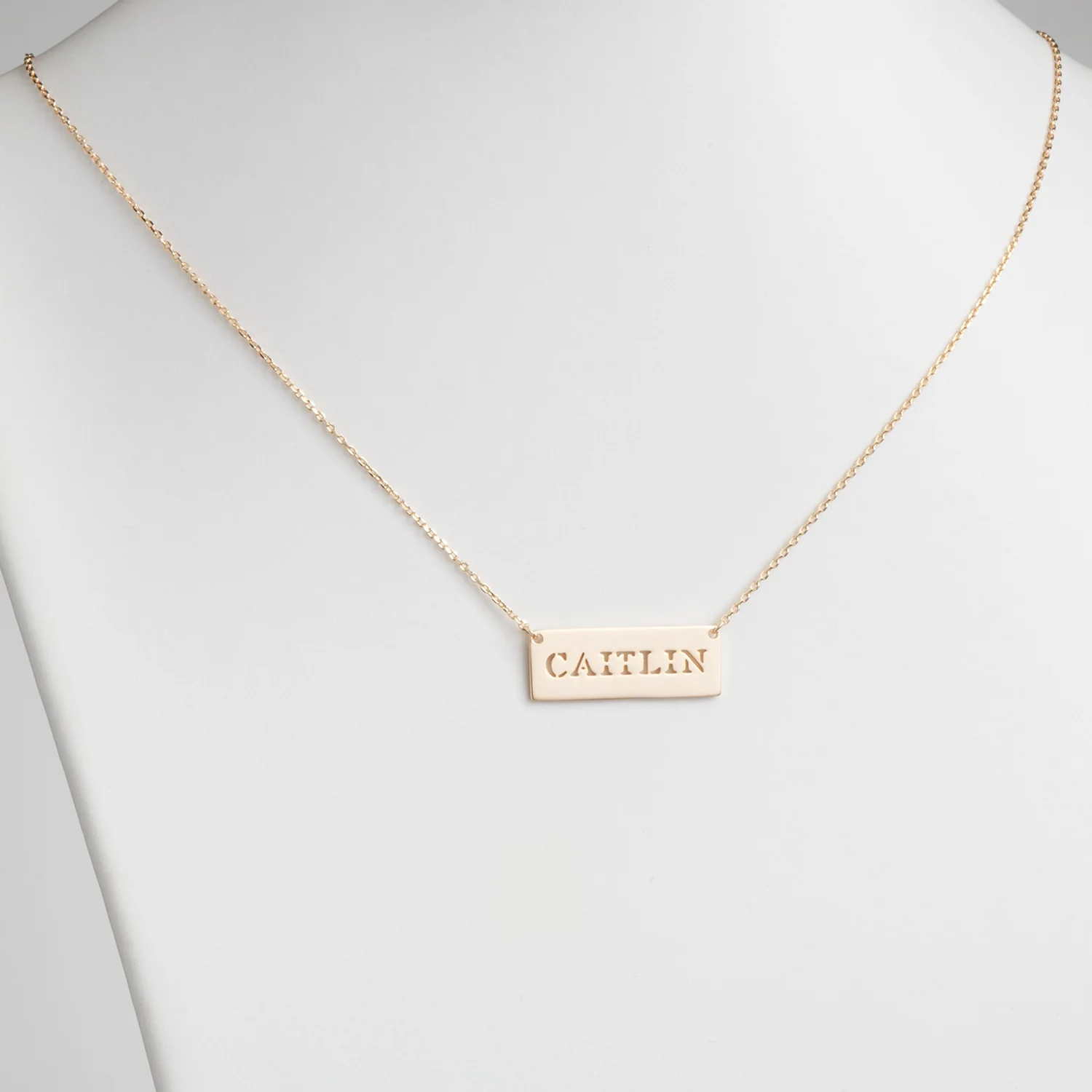 14K Gold over Sterling  Cut-Out Name Bar Necklace - Image 2