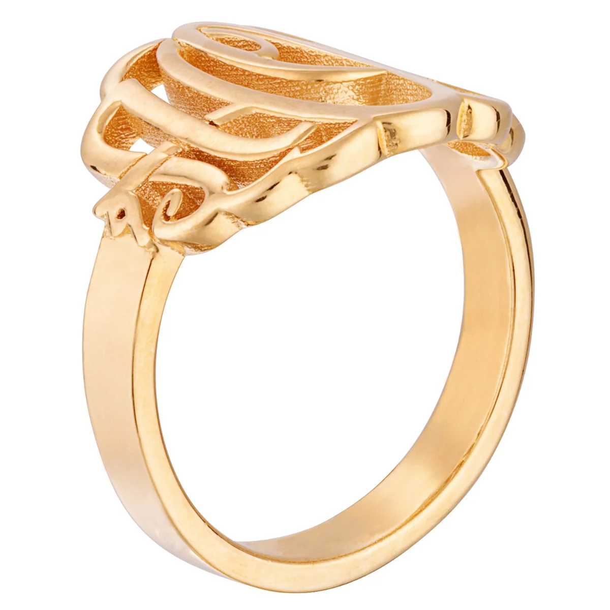 14K Gold over Sterling  Ladies  Fancy Script Monogram Ring - Image 3