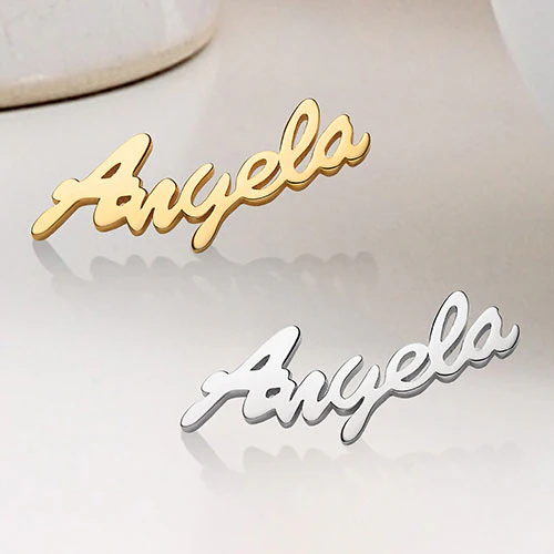 14K Gold over Sterling Name Earrings - Image 6