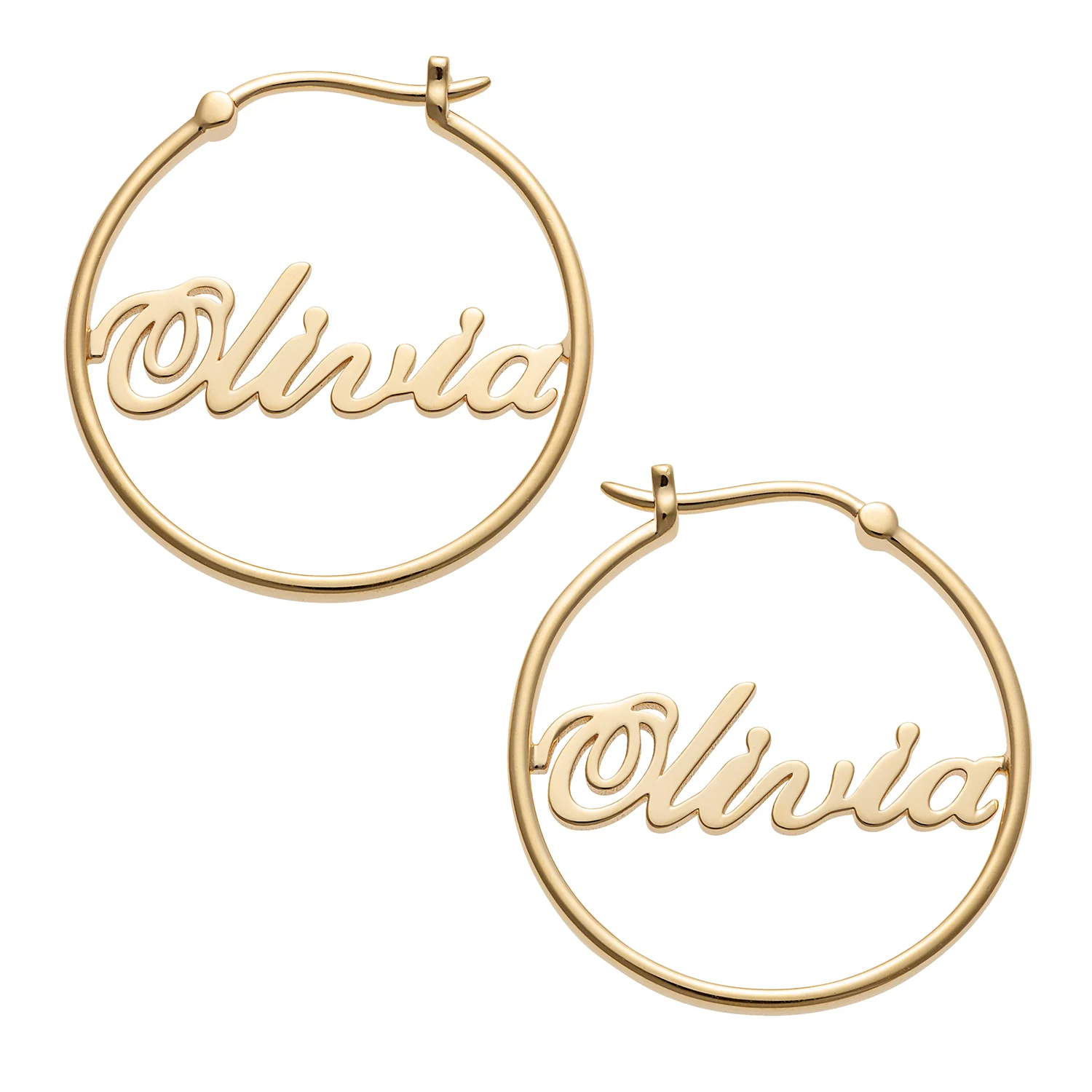 14K Gold over Sterling Name Small Hoop Earrings