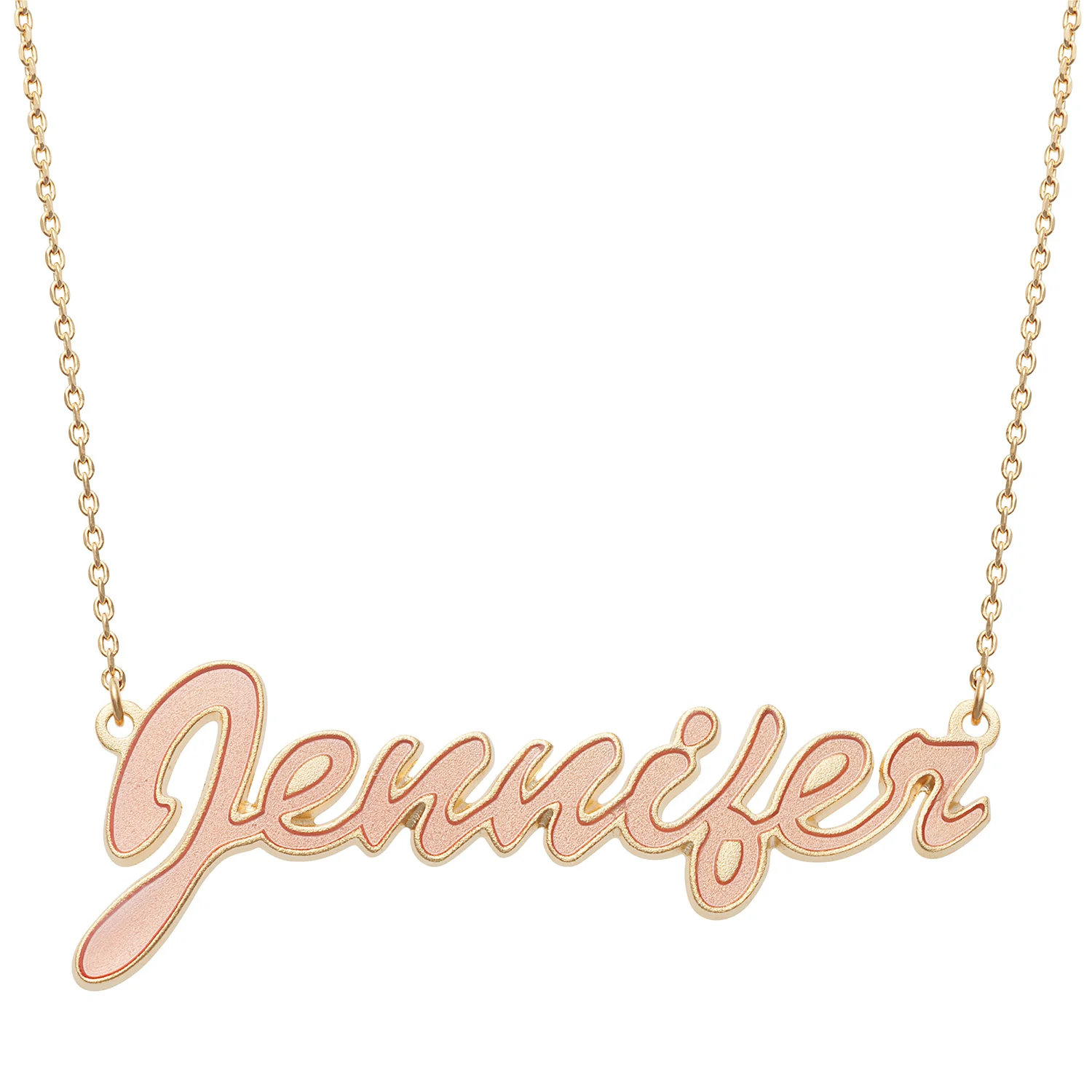 14K Gold over Sterling Name Necklace with Pink Enamel