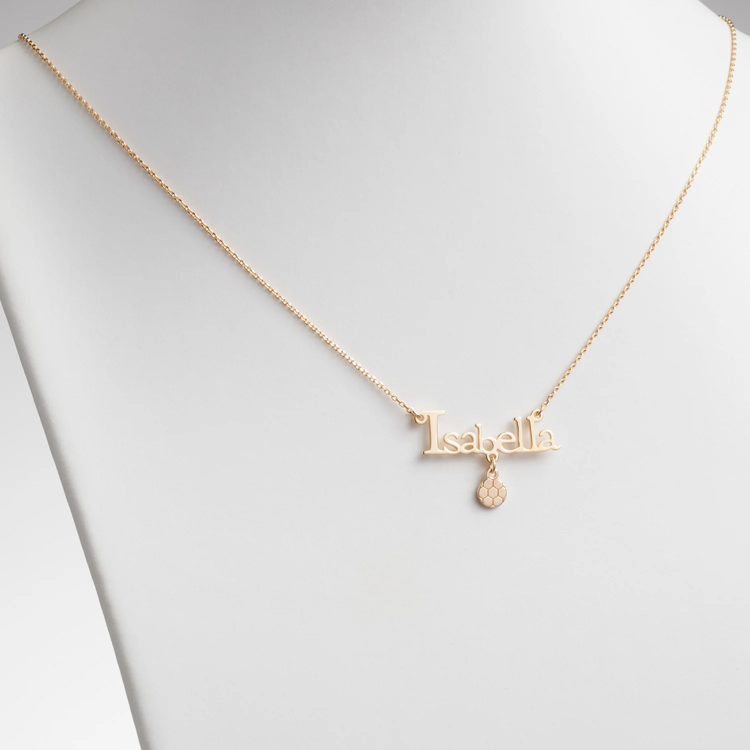 14K Gold over Sterling Name with Soccer Ball Necklace - Image 2