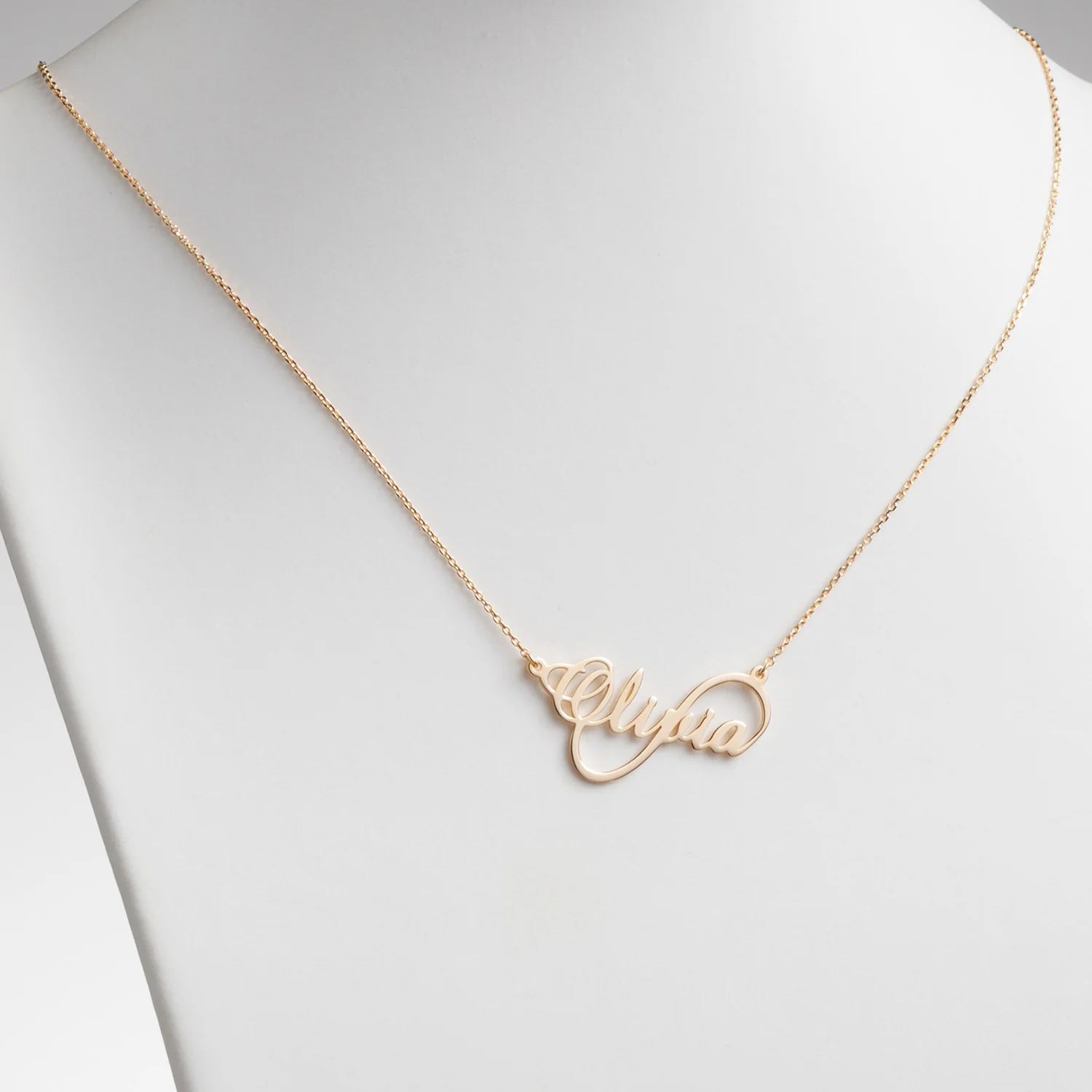 14K Gold over Sterling  Script Name Infinity Necklace - Image 2