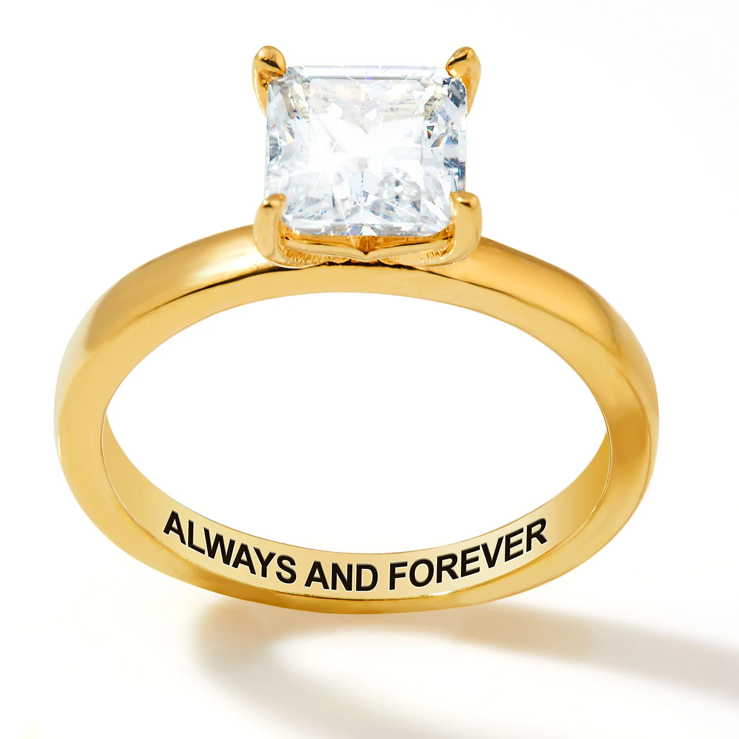 Gold over Sterling Square White Topaz Hidden Messages Birthstone Ring - Image 3