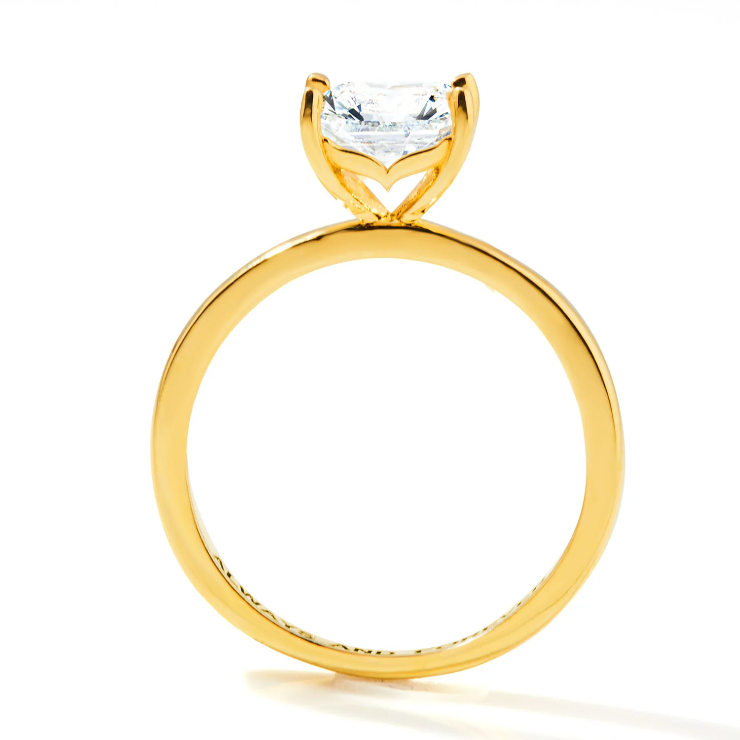 Gold over Sterling Square White Topaz Hidden Messages Birthstone Ring - Image 6