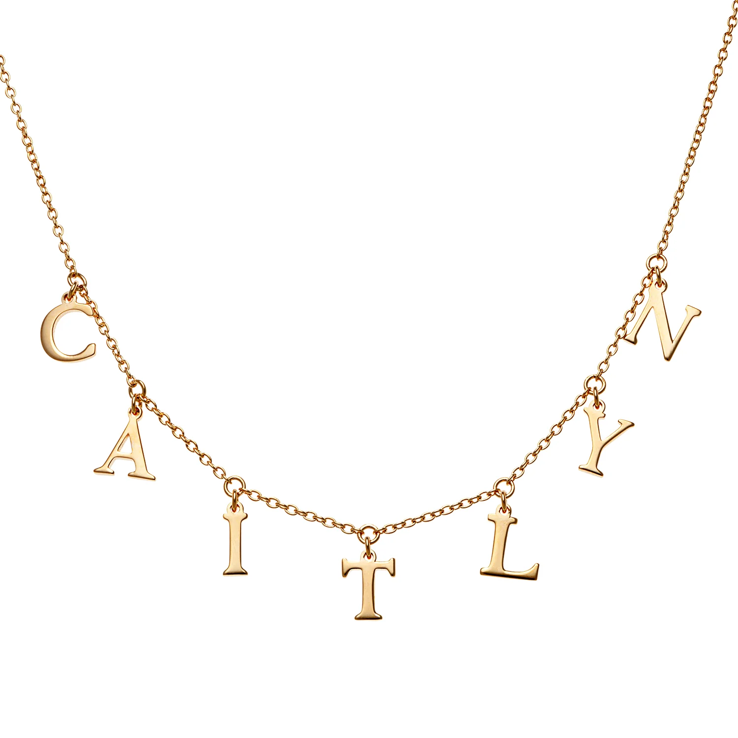 14K Gold over Sterling Station Name Necklace
