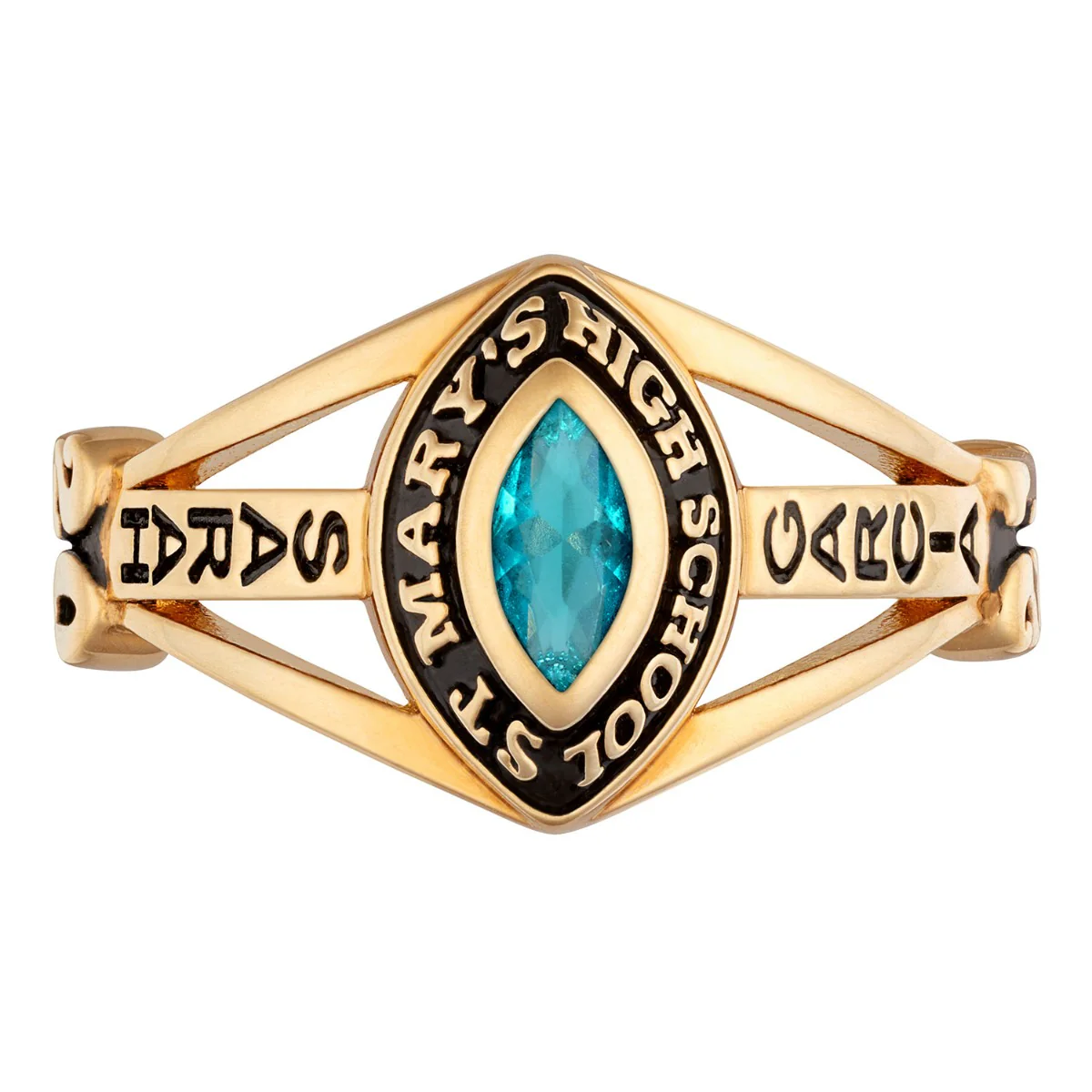 14K Gold over Sterling Traditional Marquise Ladies Class Ring - Image 2