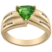 14K Gold over Sterling Trillion-cut Birthstone Class Ring - Image 2