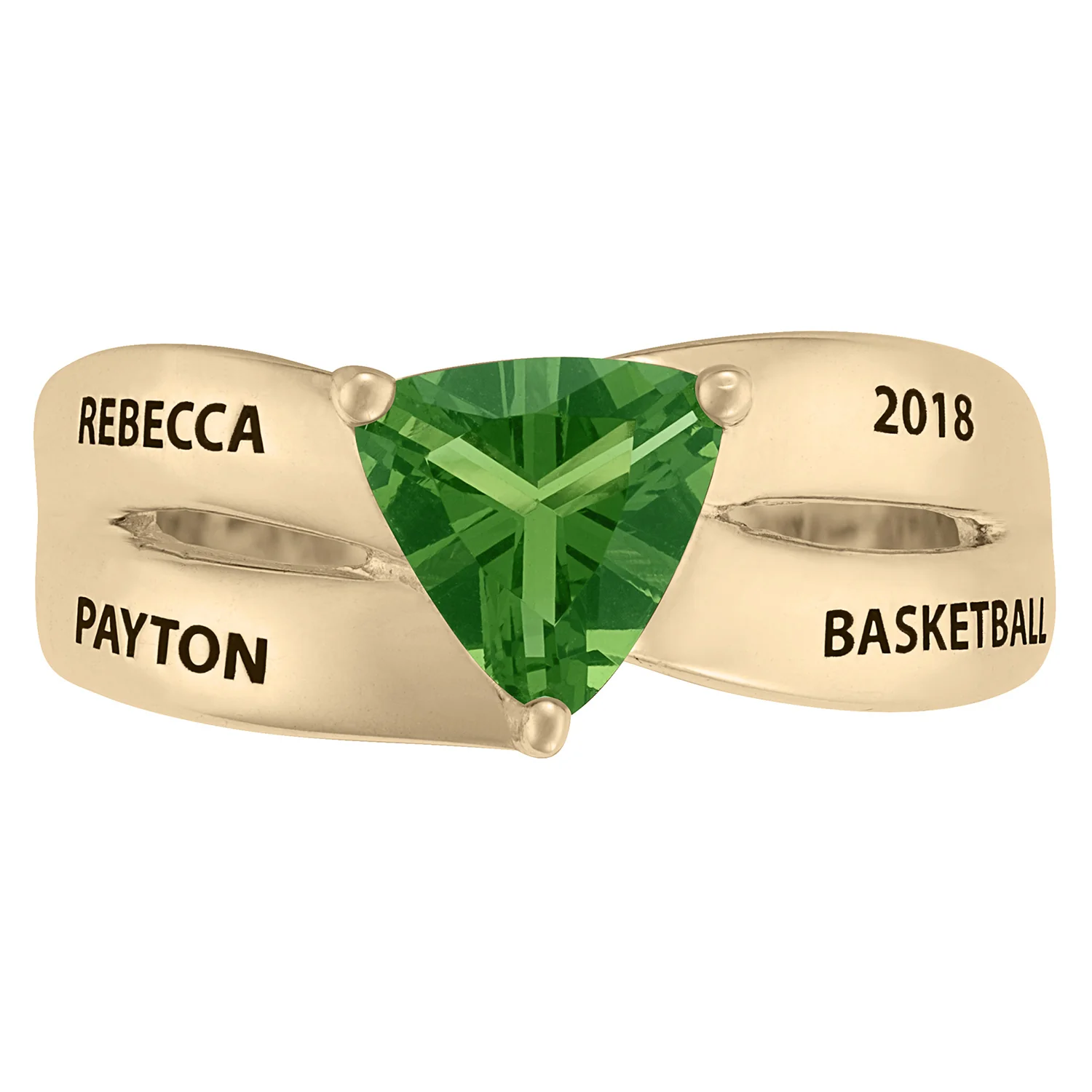 14K Gold over Sterling Trillion-cut Birthstone Class Ring - Image 3