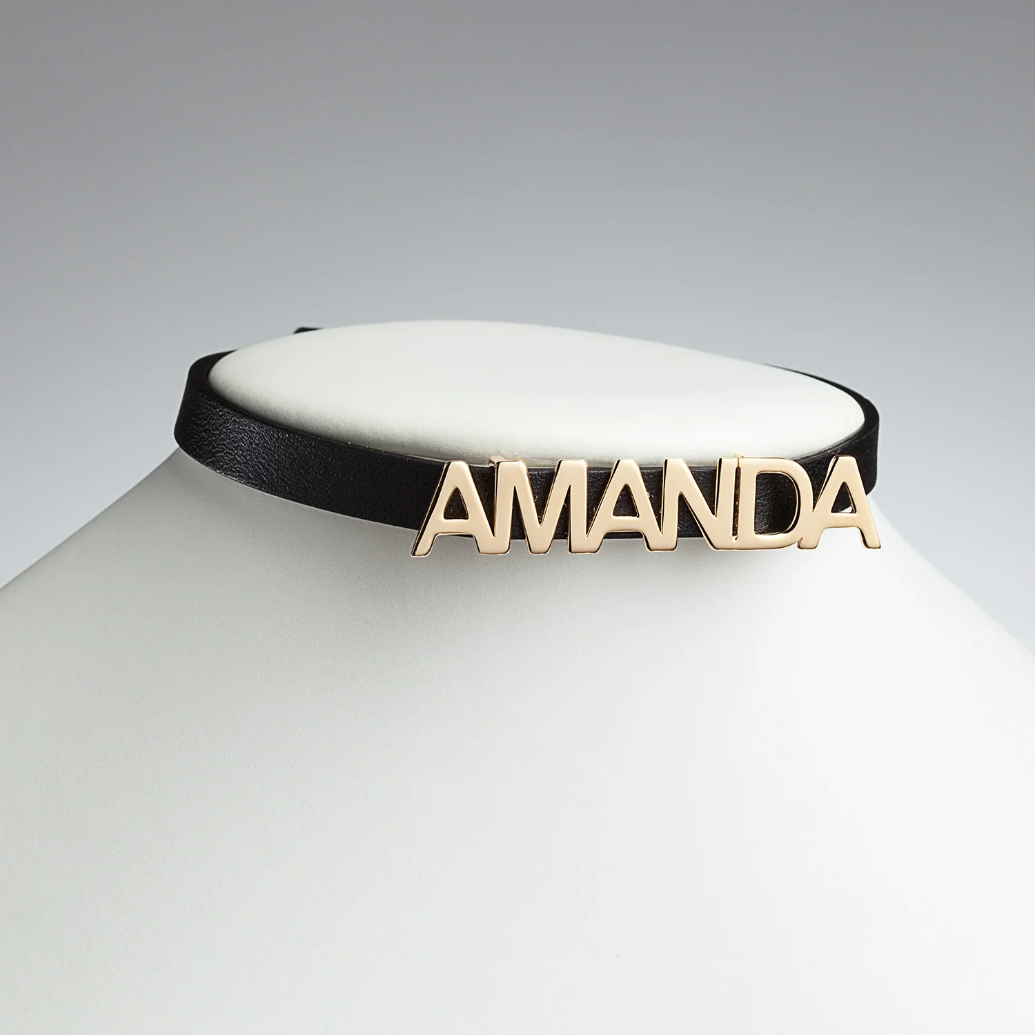 14K Gold over Sterling Uppercase Name Leather Wrap Bracelet and Choker - Image 4