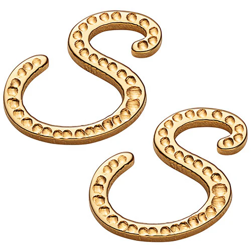 14K Gold over Sterling Uppercase Script Beaded Initial Button Earring