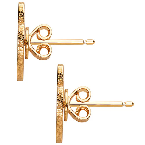 14K Gold over Sterling Uppercase Script Initial Button Earring - Image 2