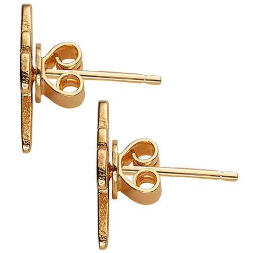 14K Gold over Sterling Uppercase Script Initial Button Earring - Image 2