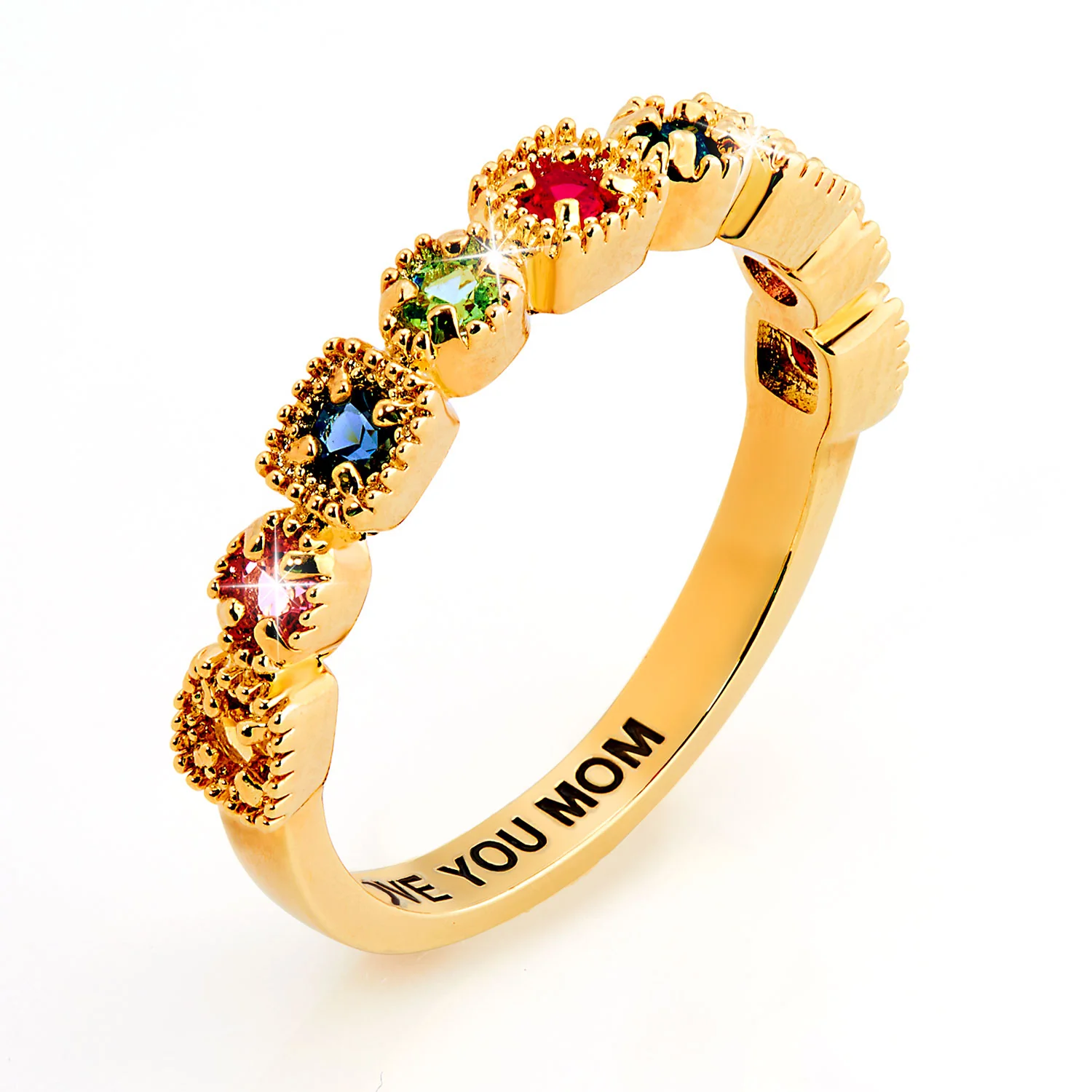 Gold over Sterling Vintage Family Birthstone Ring - Image 2