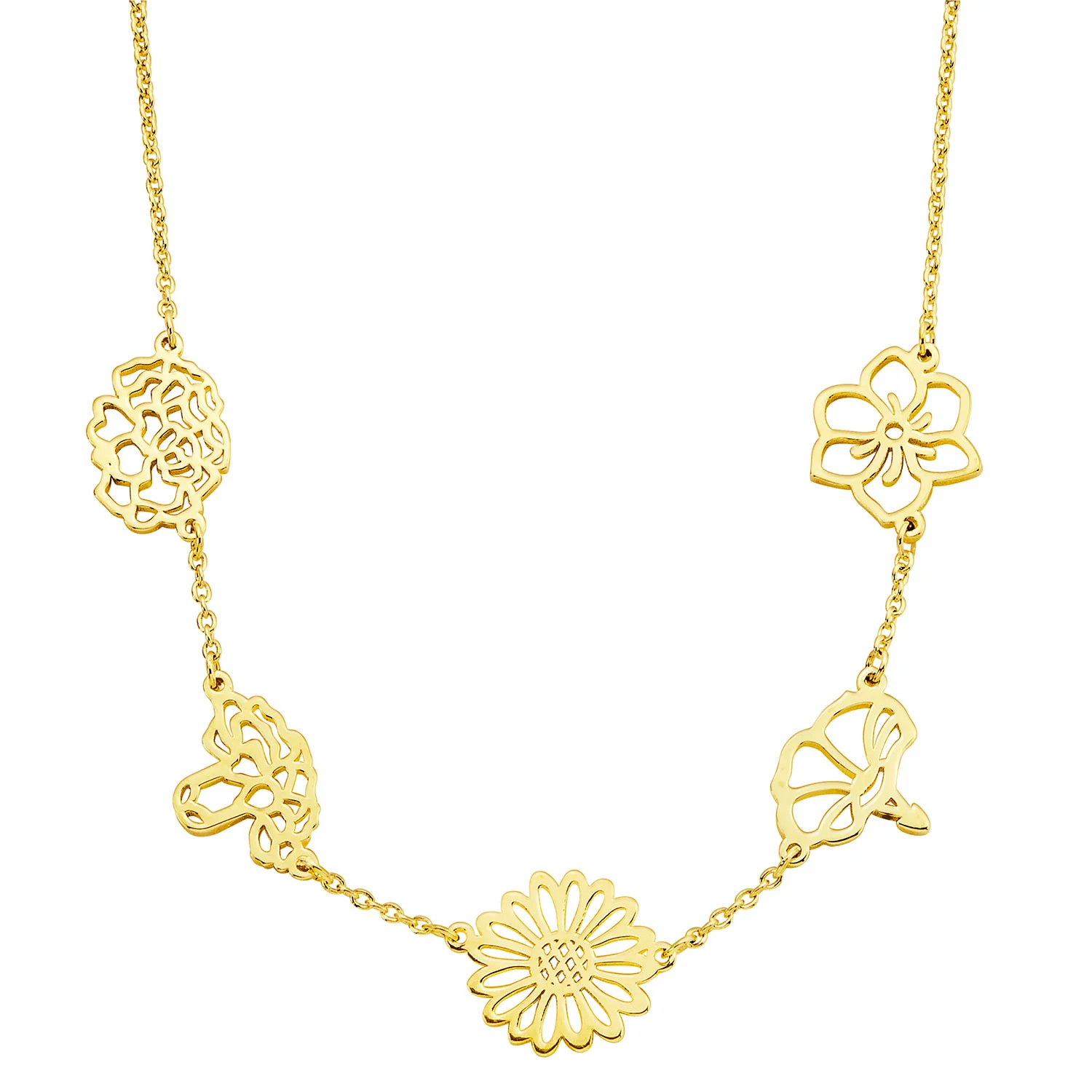 Gold Plated Birthmonth Flower Station Necklace - Image 3