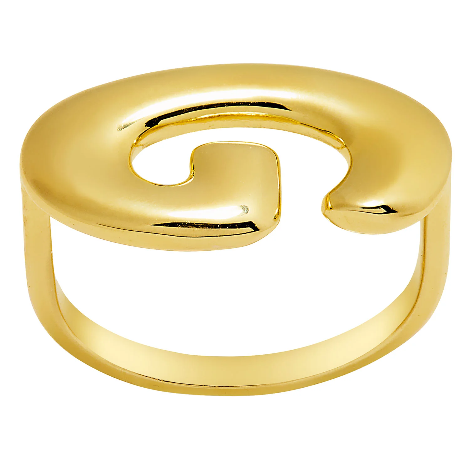 Gold Plated Bold Balloon Letter Horizontal Initial Ring - Image 3