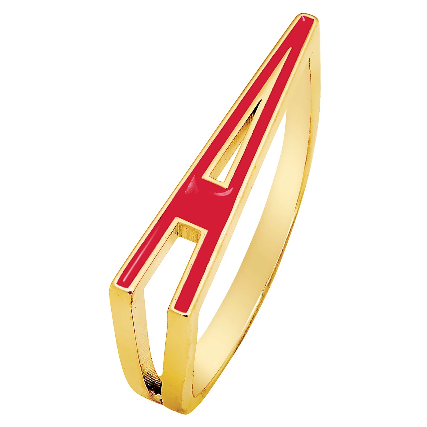 Gold Plated Bold Birthmonth Enamel Horizontal Initial Ring - Image 3