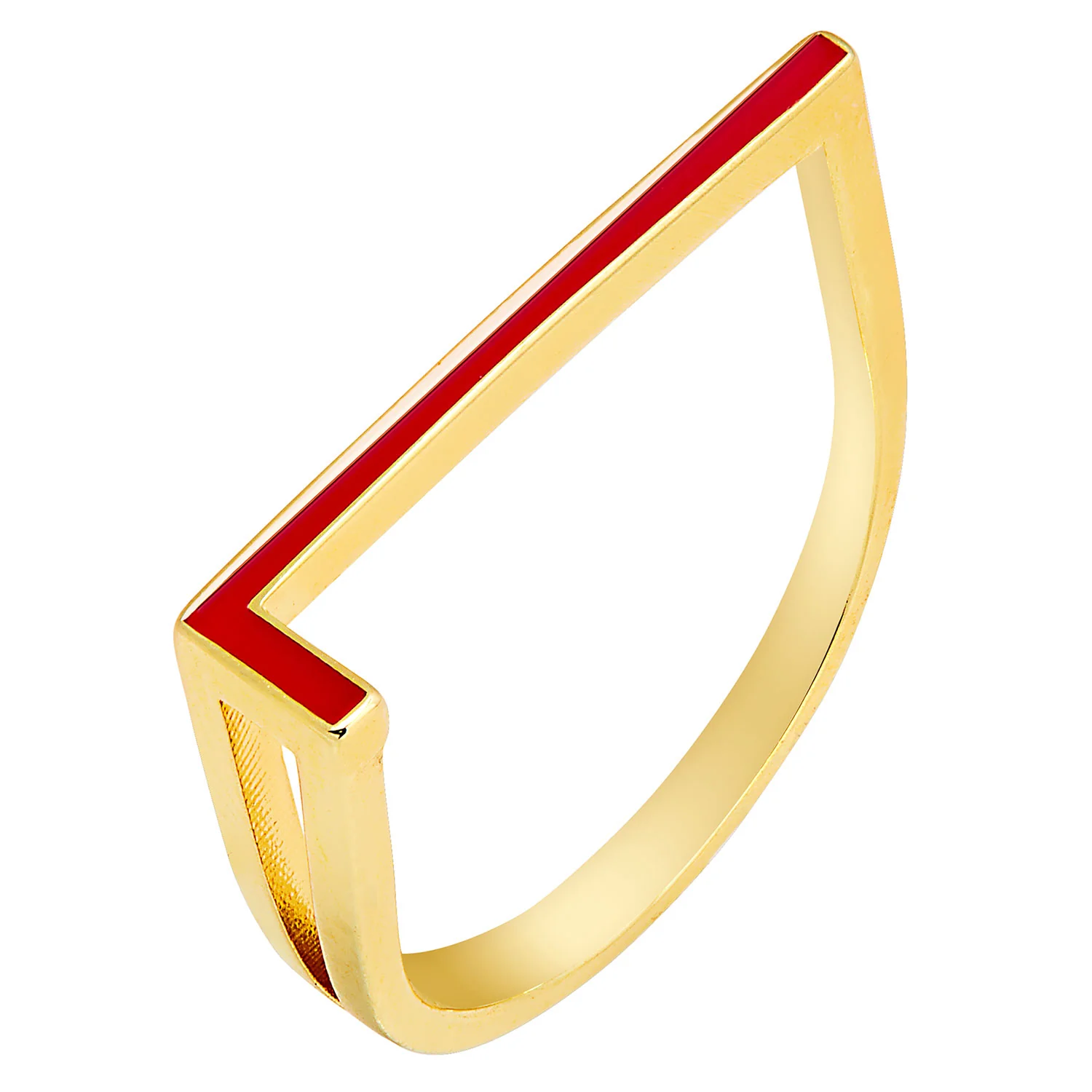 Gold Plated Bold Birthmonth Enamel Horizontal Initial Ring - Image 5