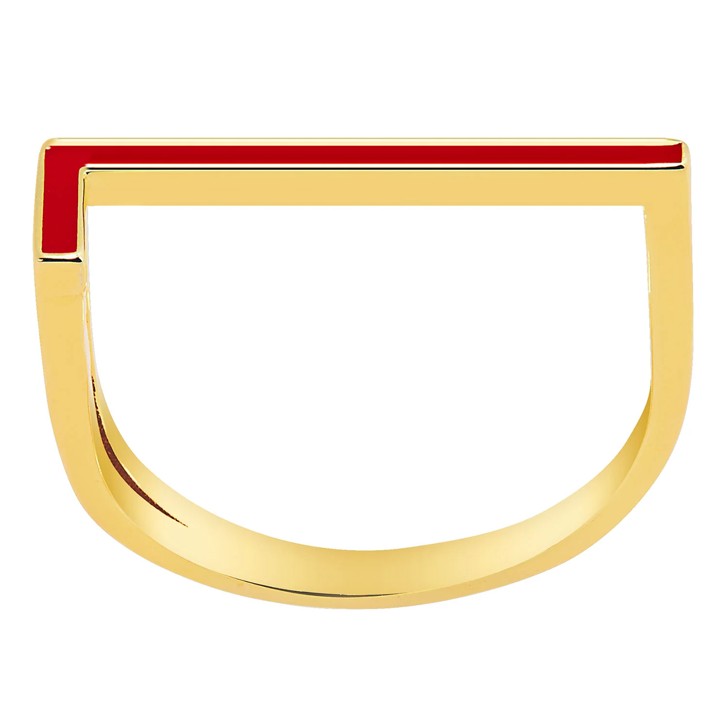 Gold Plated Bold Birthmonth Enamel Horizontal Initial Ring - Image 6