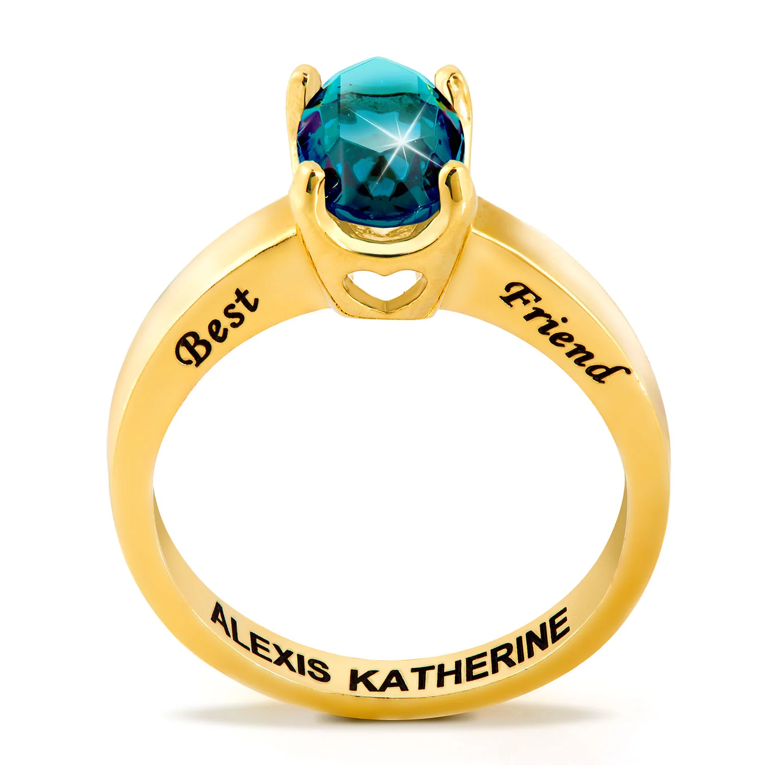 Gold Plated Oval Birthstone “Close to Your Heart” Solitaire Ring - Image 2